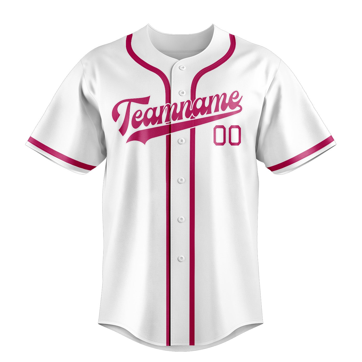Maglia da baseball professionale bianca e rosa personalizzata