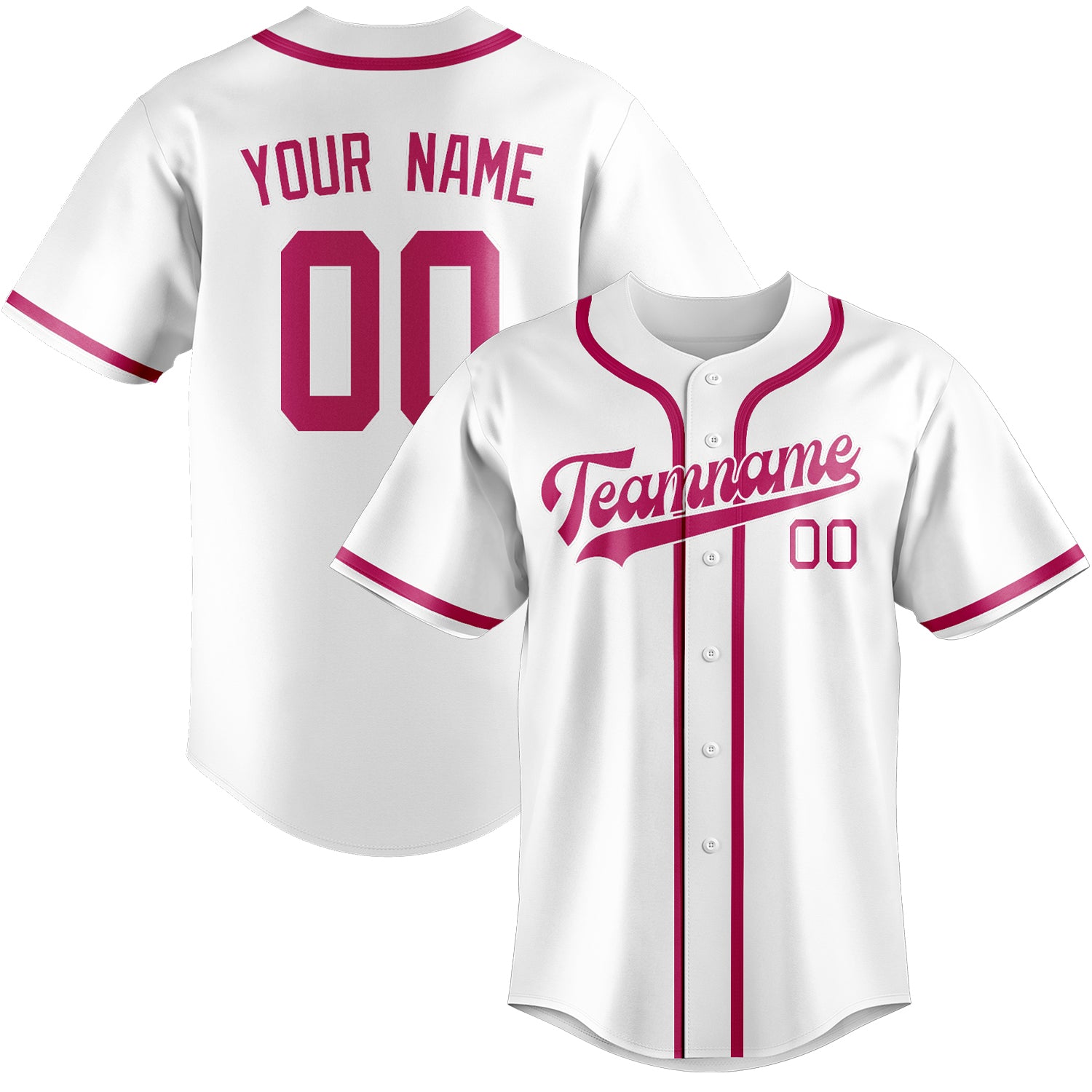 Maglia da baseball professionale bianca e rosa personalizzata