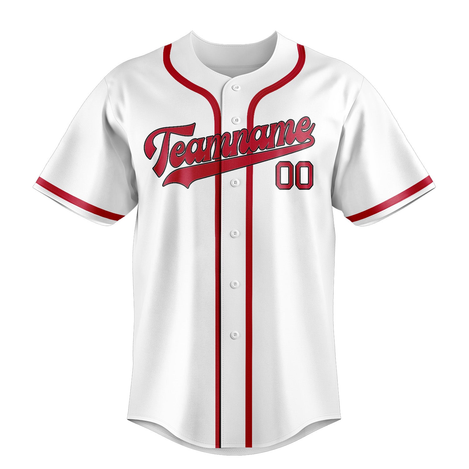Maglia da baseball professionale bianca e rossa personalizzata