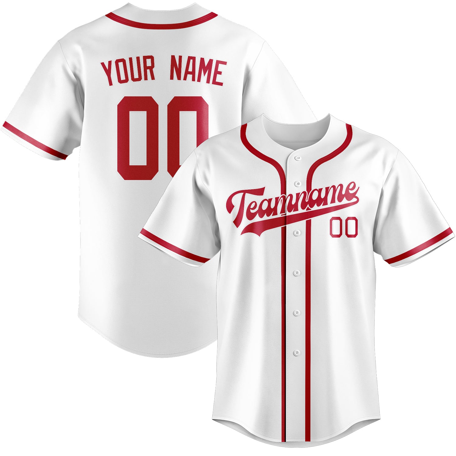 Maglia da baseball professionale bianca e rossa personalizzata
