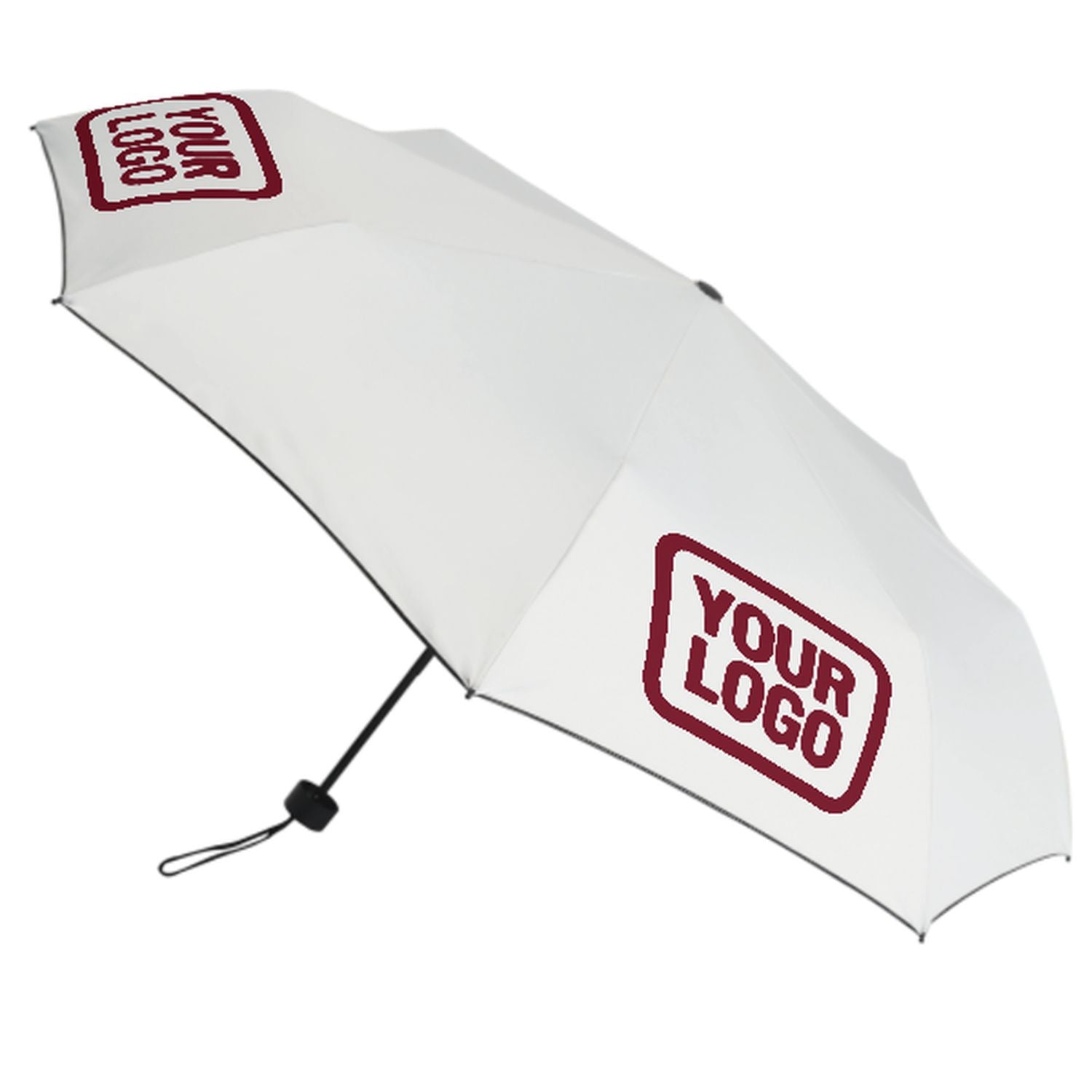 Maßgeschneidertes Weiß Karmesinrot Automatik-Regenschirm