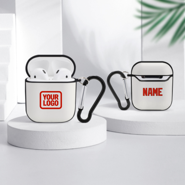 Maßgeschneidertes Weiß Orangerot AirPods-Hülle