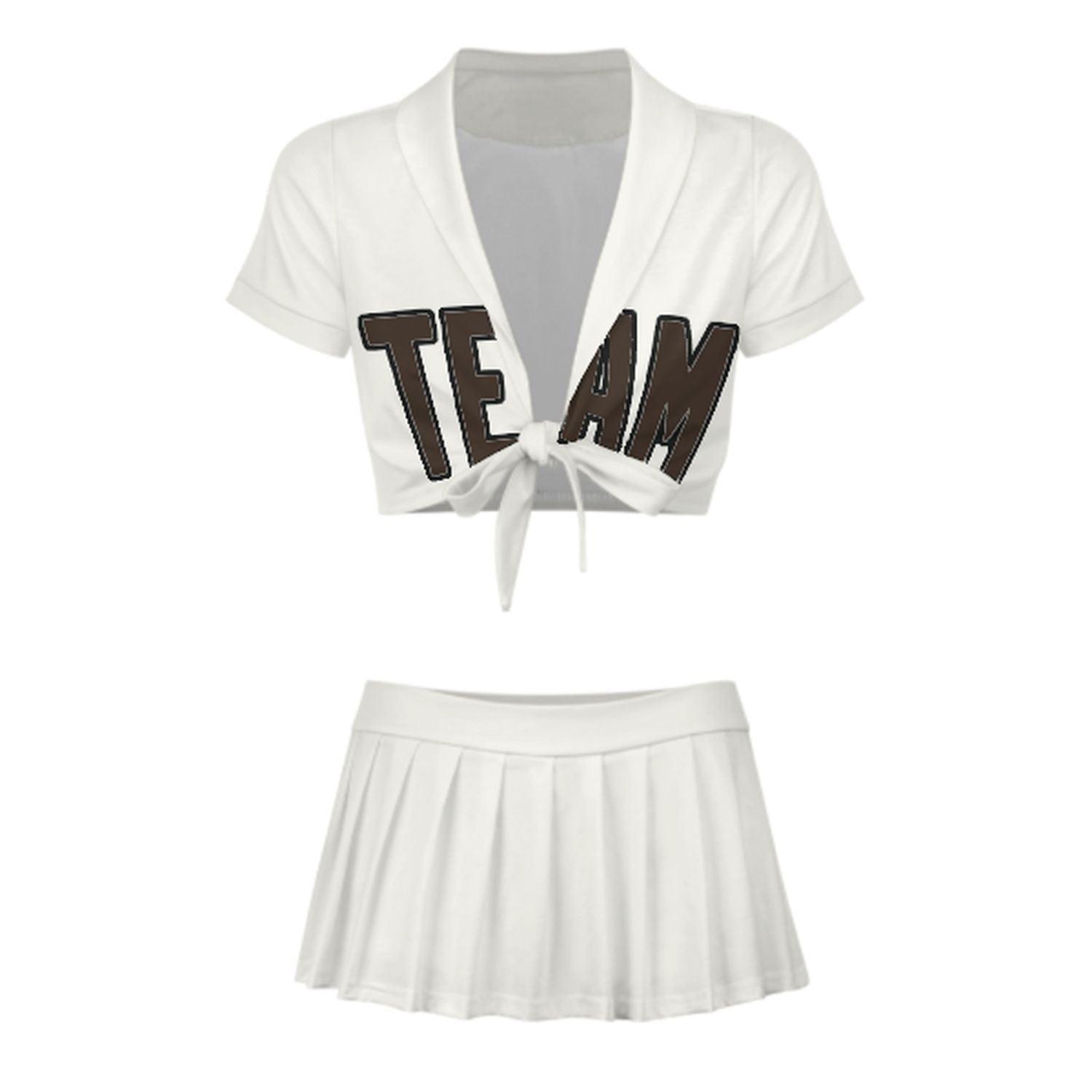 Maßgeschneidertes Weiß Braun Cheerleader Outfit Set