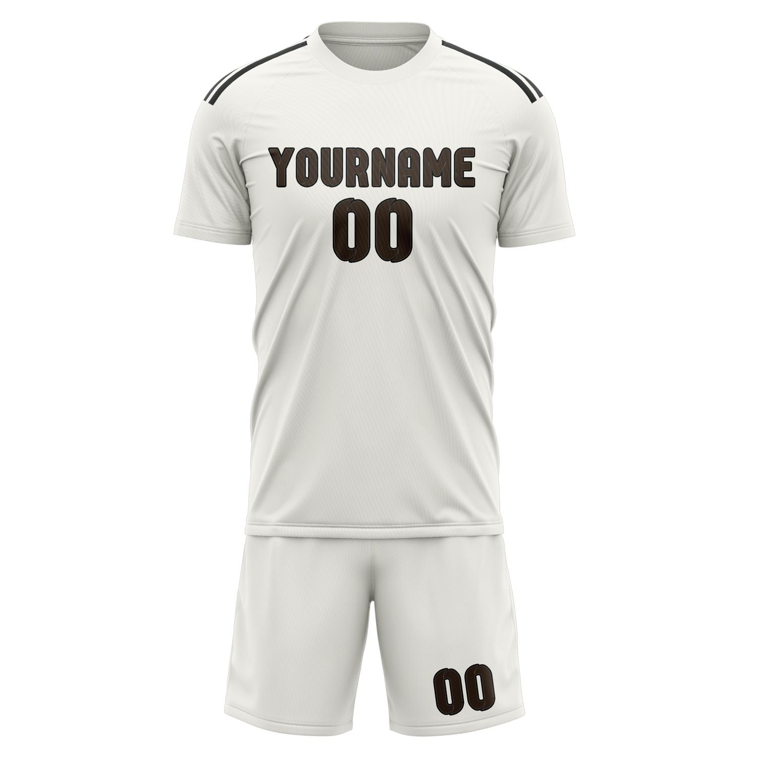 Maßgeschneidertes Professionelles Weiß Braun Fußballtrikot-Set