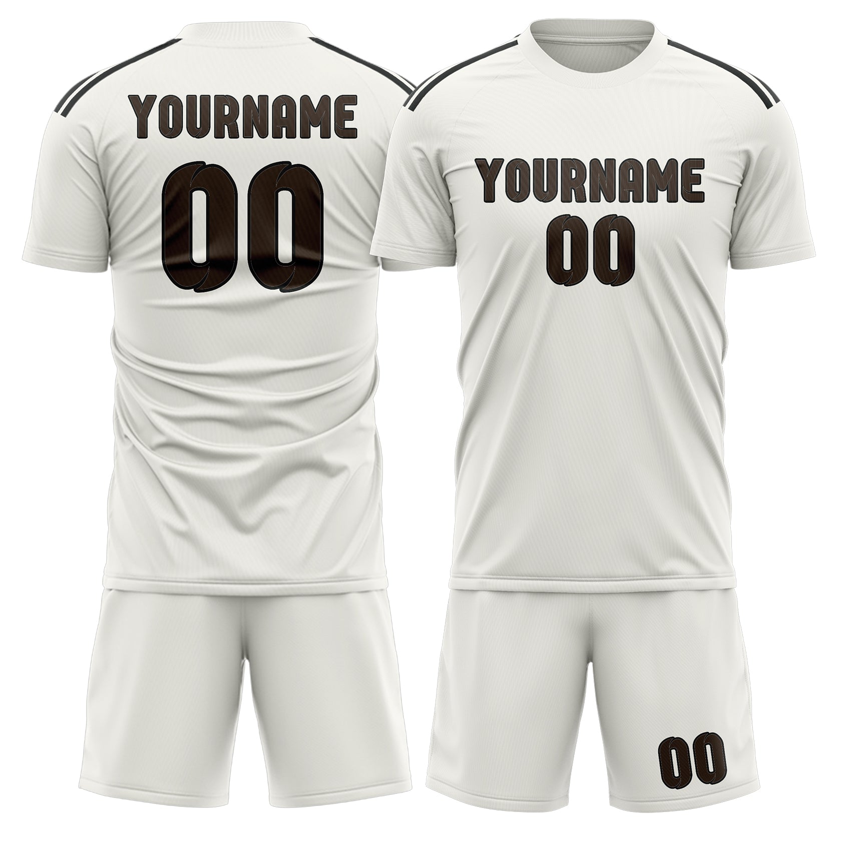 Maßgeschneidertes Professionelles Weiß Braun Fußballtrikot-Set