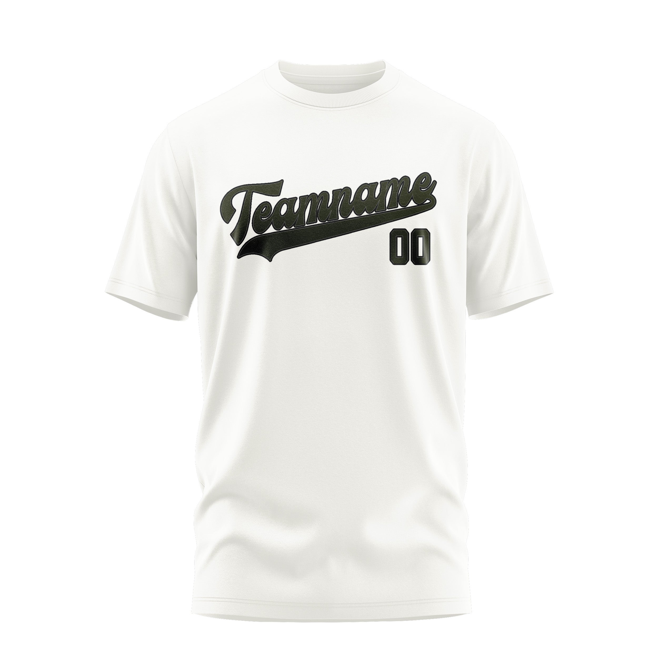 Maßgeschneidertes Weiß Dunkles Oliv T-Shirt