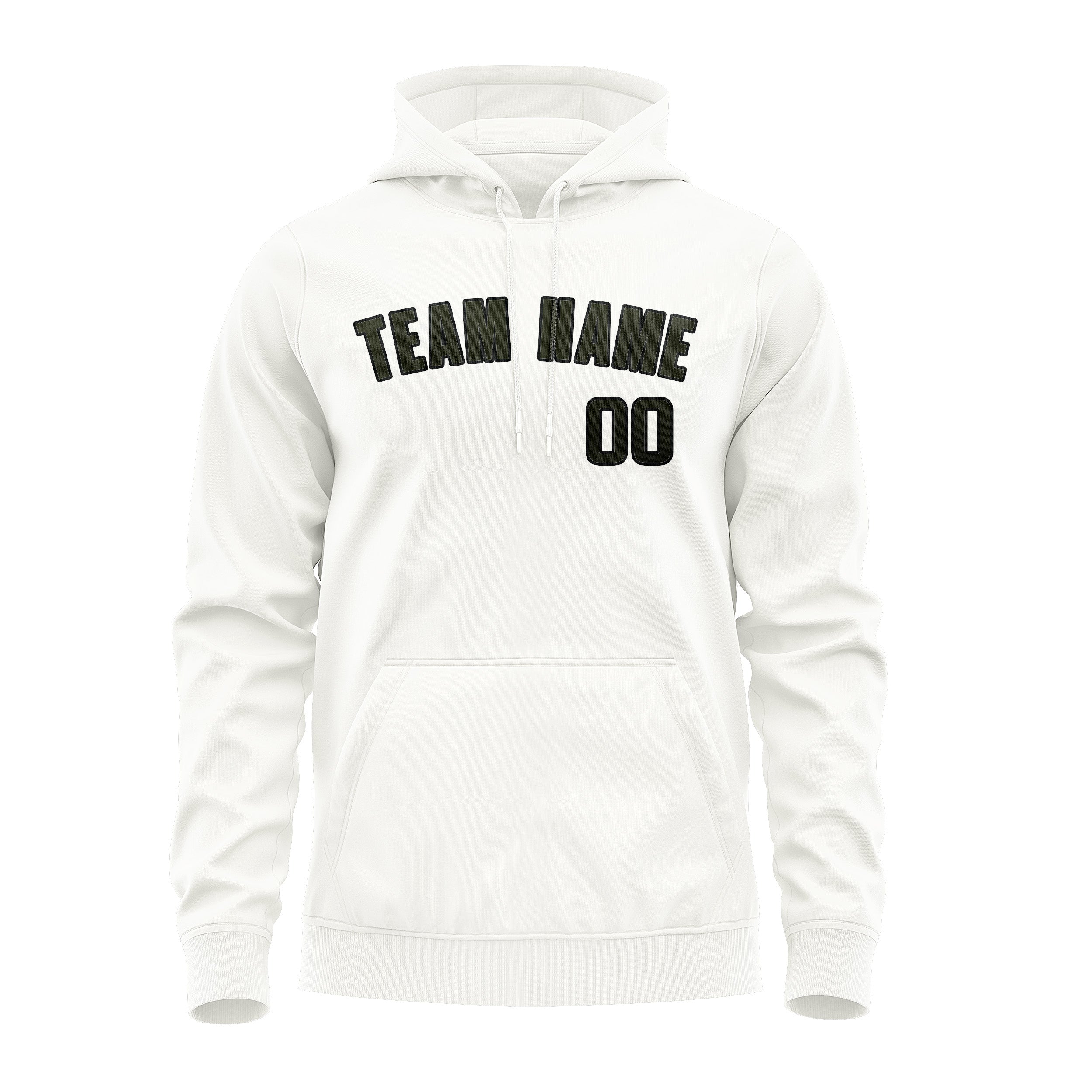 Maßgeschneidertes Weiß Dunkles Oliv Hoodie