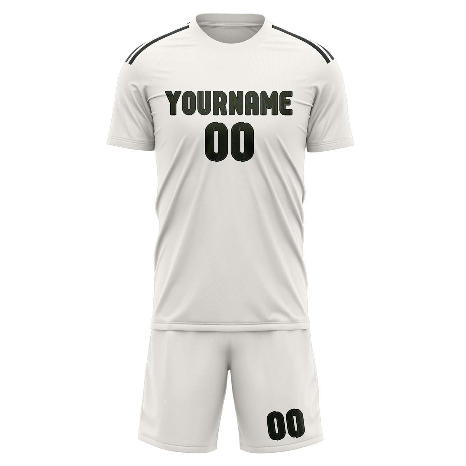 Maßgeschneidertes Professionelles Weiß Dunkles Oliv Fußballtrikot-Set