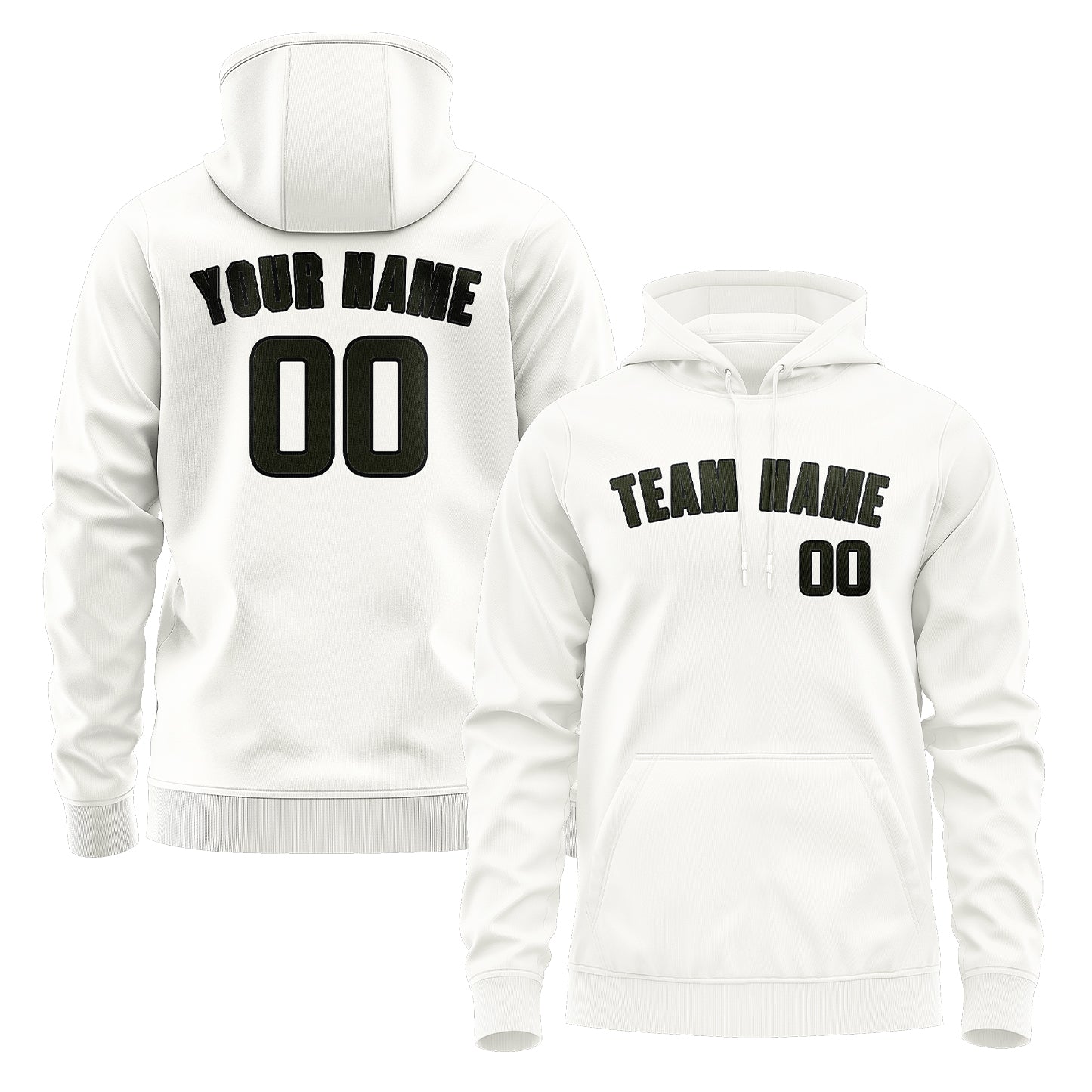 Maßgeschneidertes Weiß Dunkles Oliv Hoodie