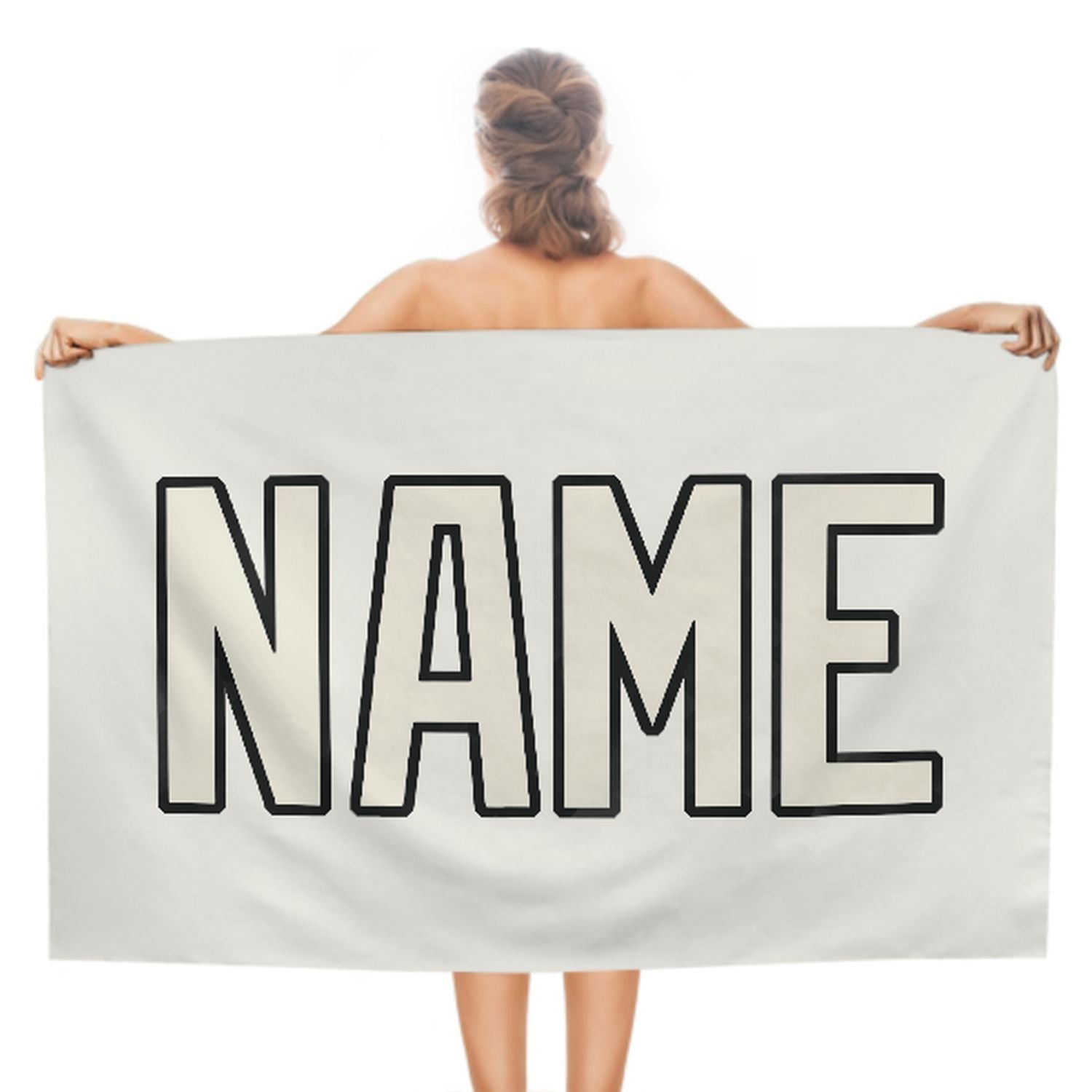 Maßgeschneidertes Weiß Beige Strandtuch