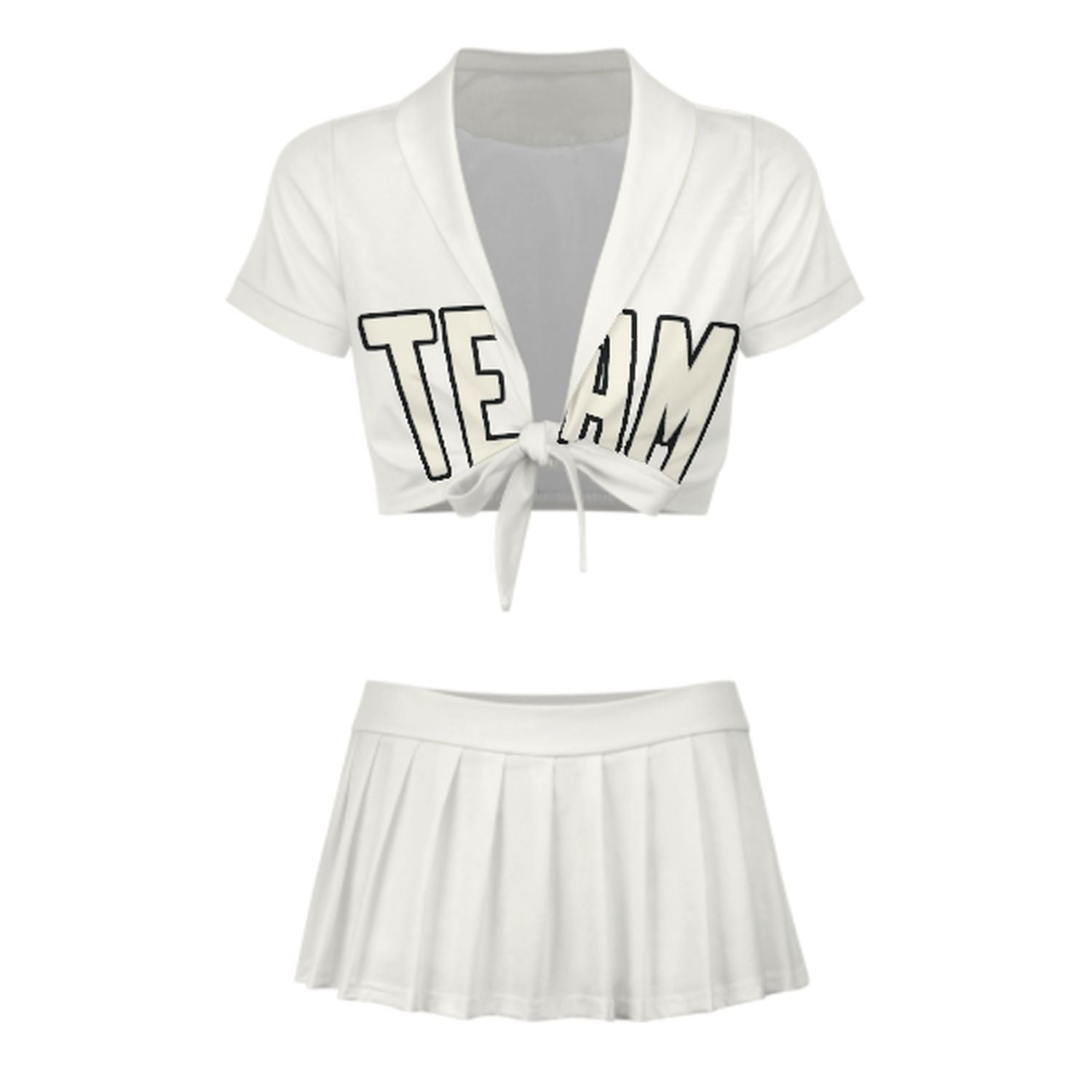 Maßgeschneidertes Weiß Beige Cheerleader Outfit Set