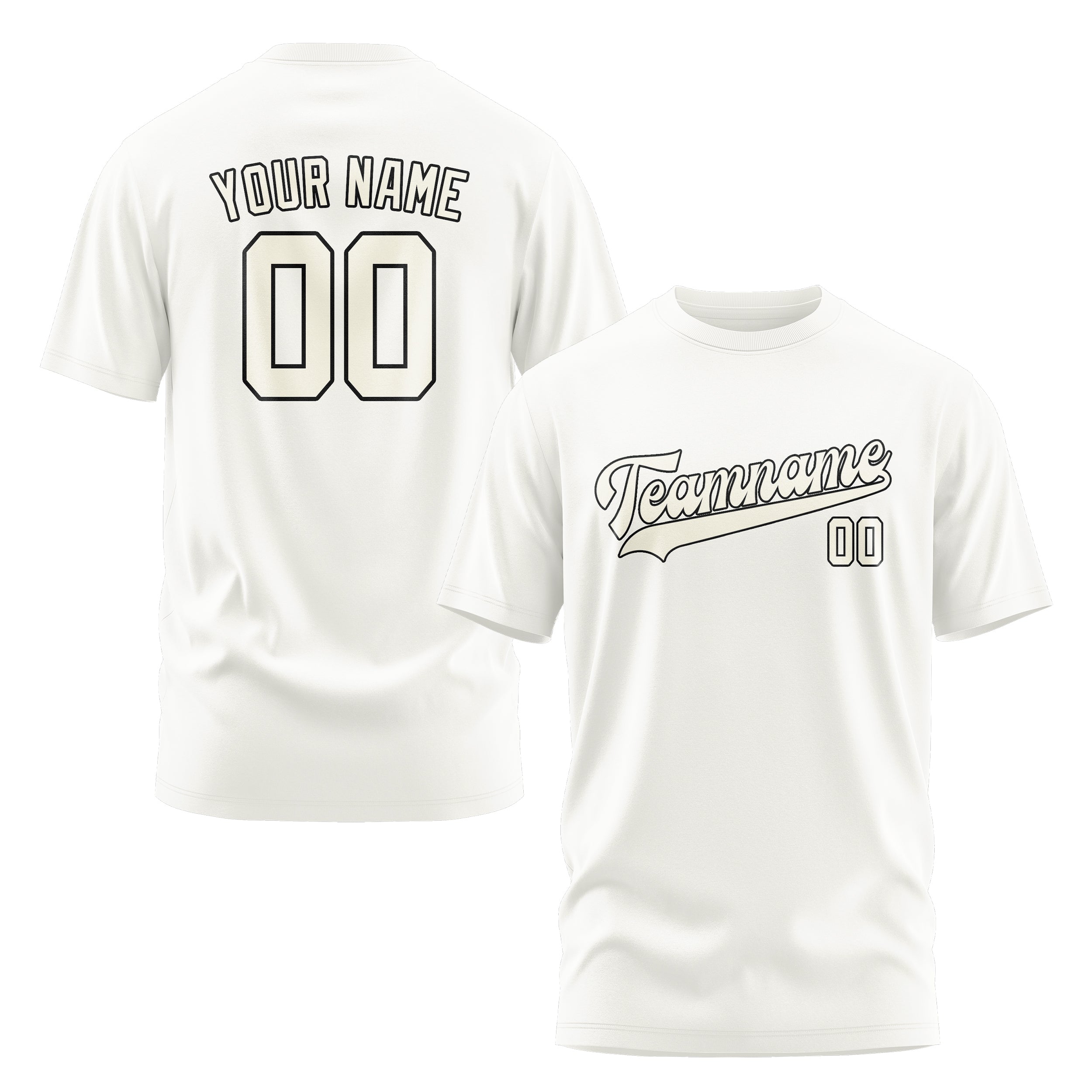 Maßgeschneidertes Weiß Beige T-Shirt