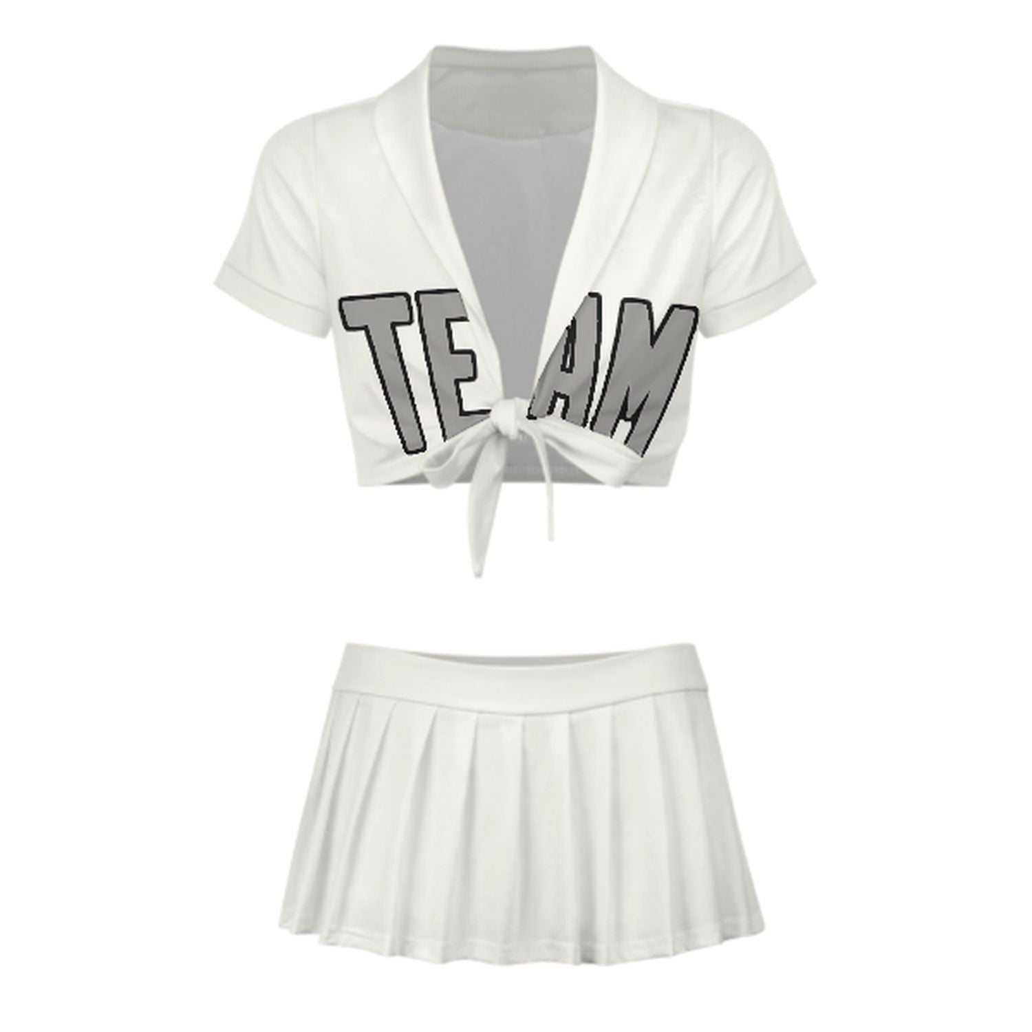 Maßgeschneidertes Weiß Grau Cheerleader Outfit Set