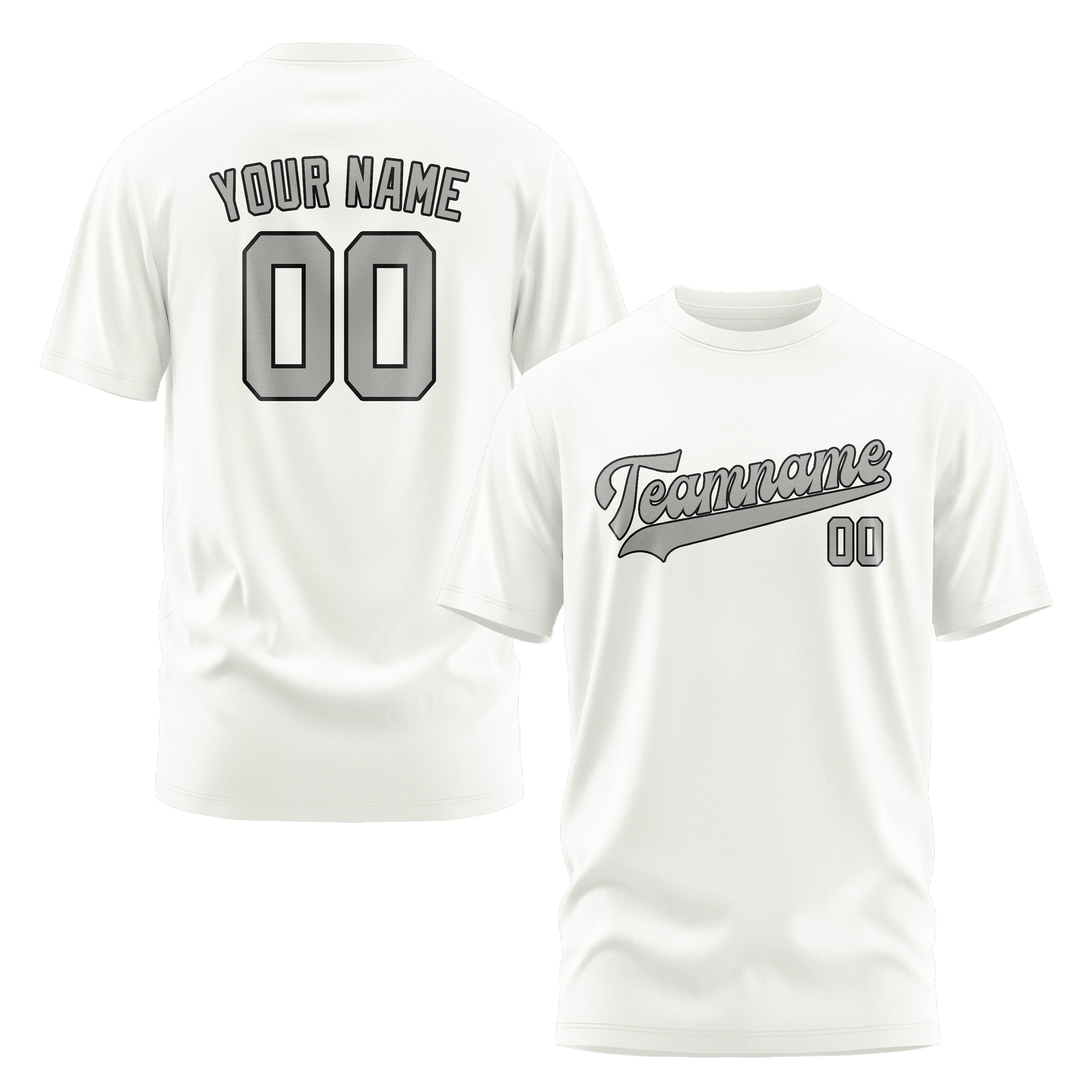 Maßgeschneidertes Weiß Grau T-Shirt