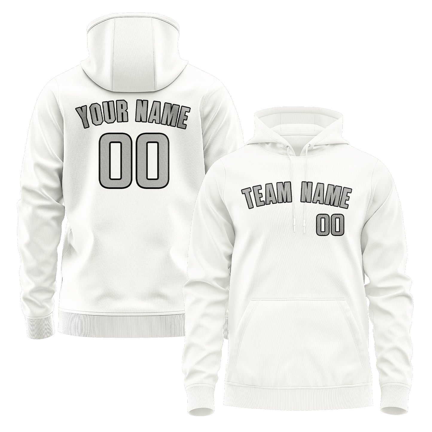 Maßgeschneidertes Weiß Grau Hoodie