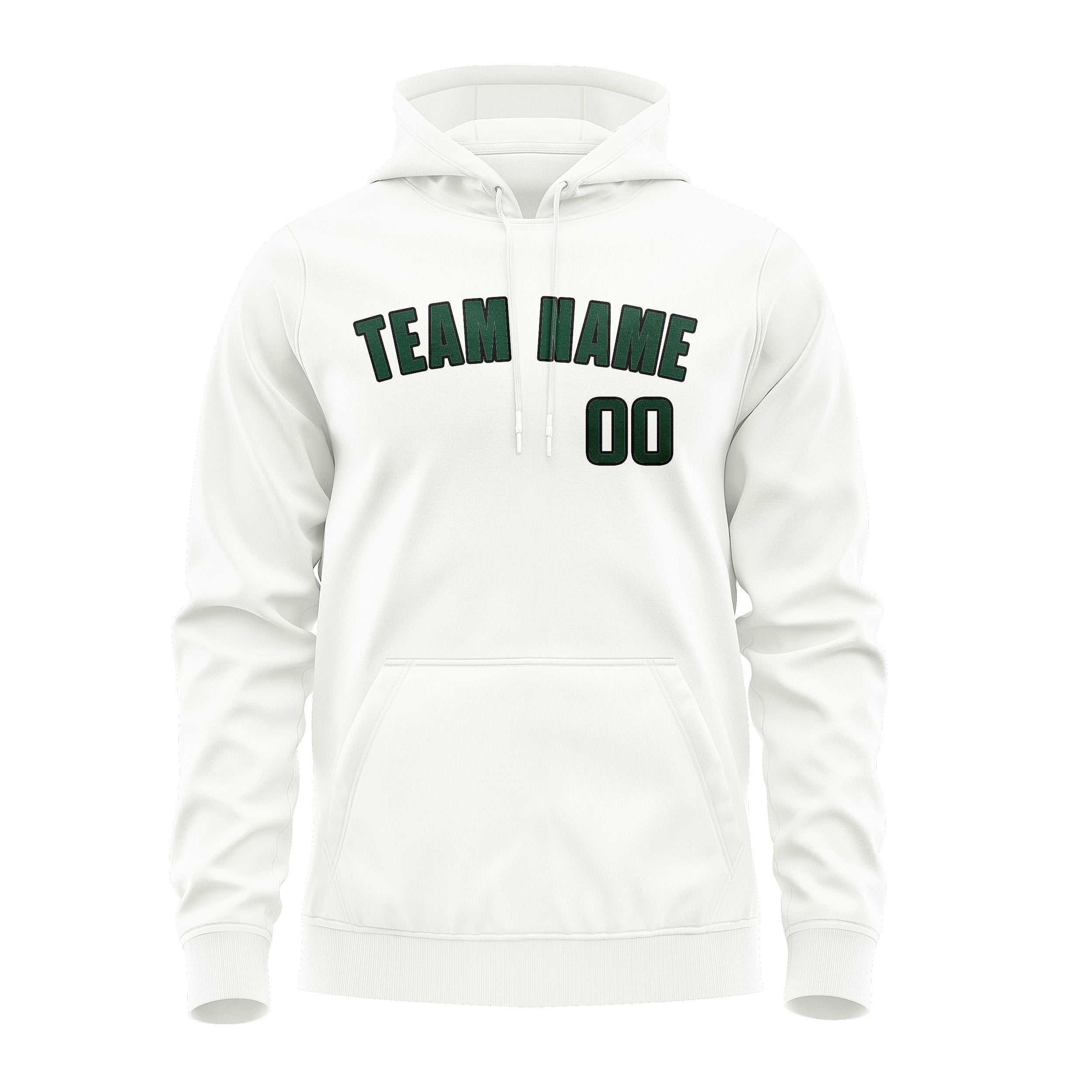 Maßgeschneidertes Weiß Moosgrün Hoodie