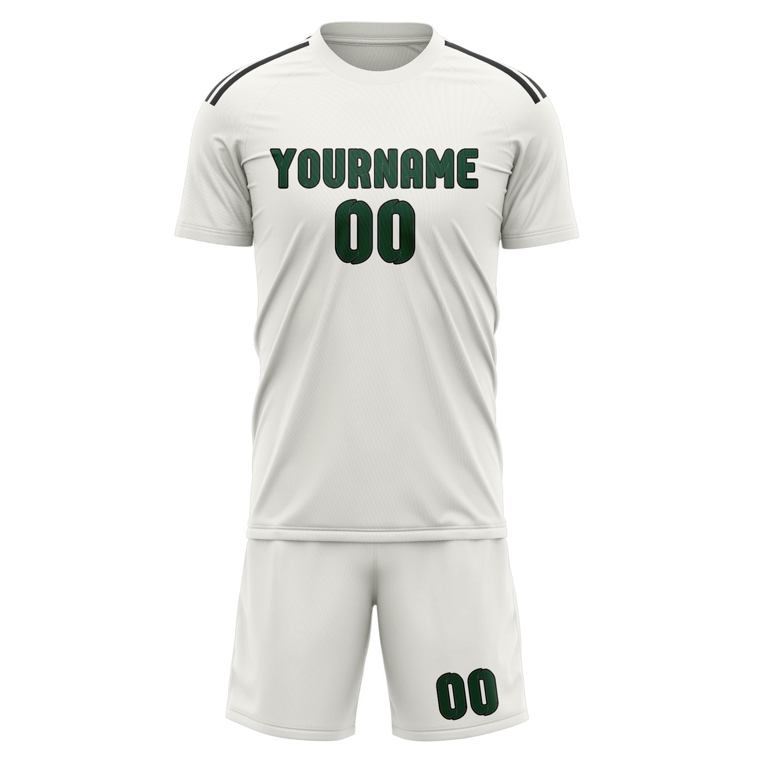 Maßgeschneidertes Professionelles Weiß Moosgrün Fußballtrikot-Set