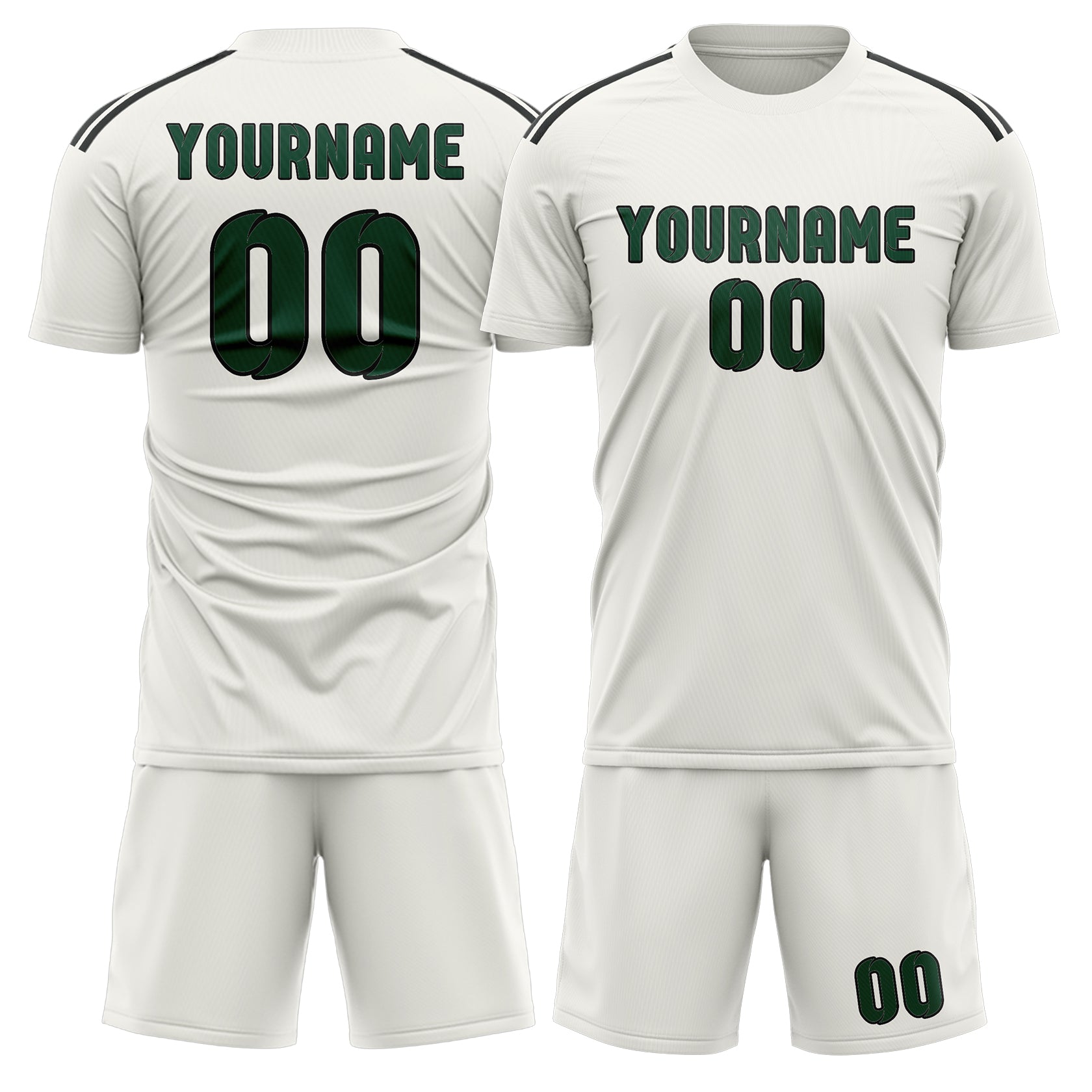 Maßgeschneidertes Professionelles Weiß Moosgrün Fußballtrikot-Set