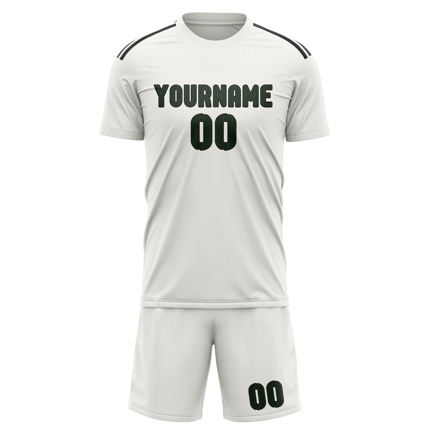 Maßgeschneidertes Professionelles Weiß Tannengrün Fußballtrikot-Set