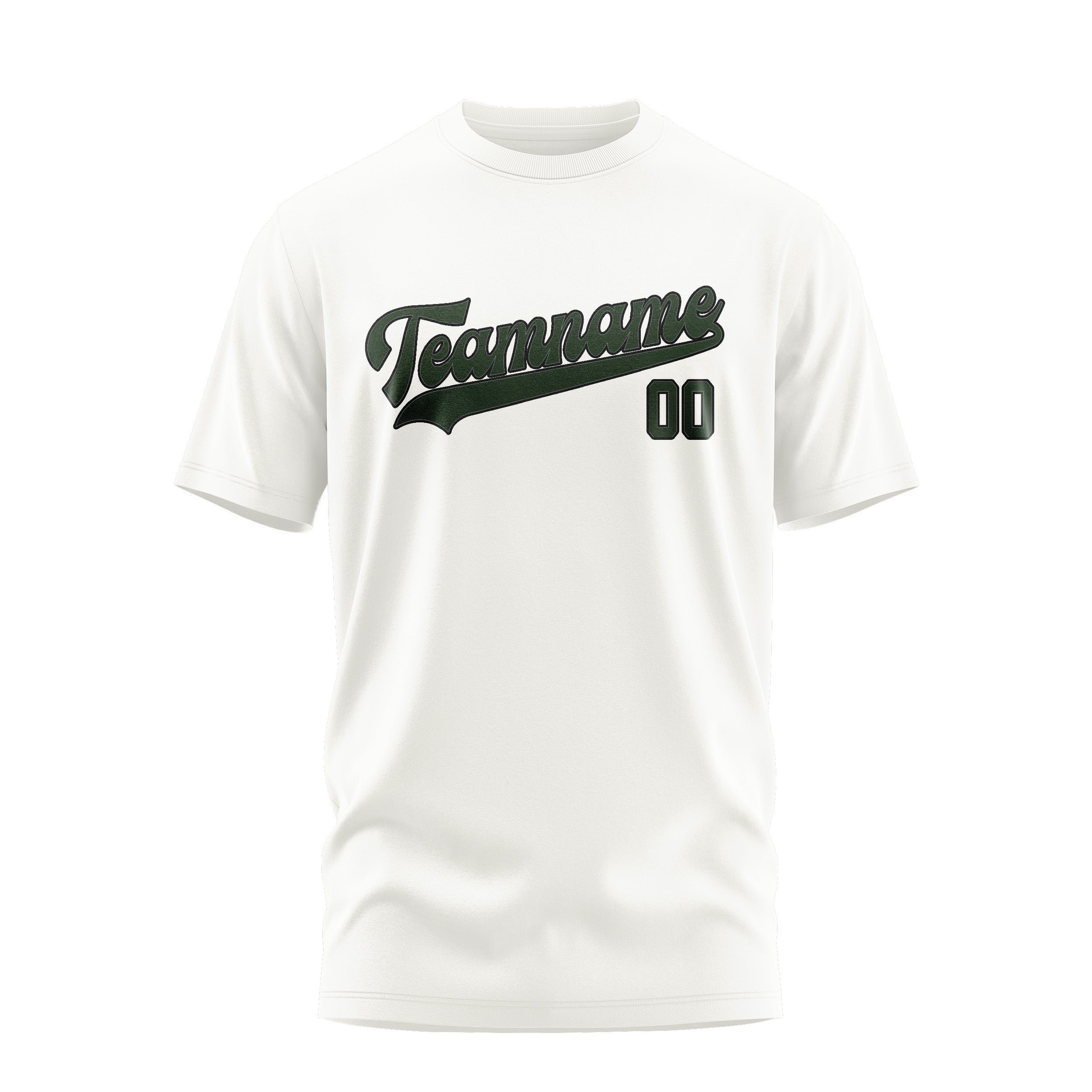 Maßgeschneidertes Weiß Tannengrün T-Shirt