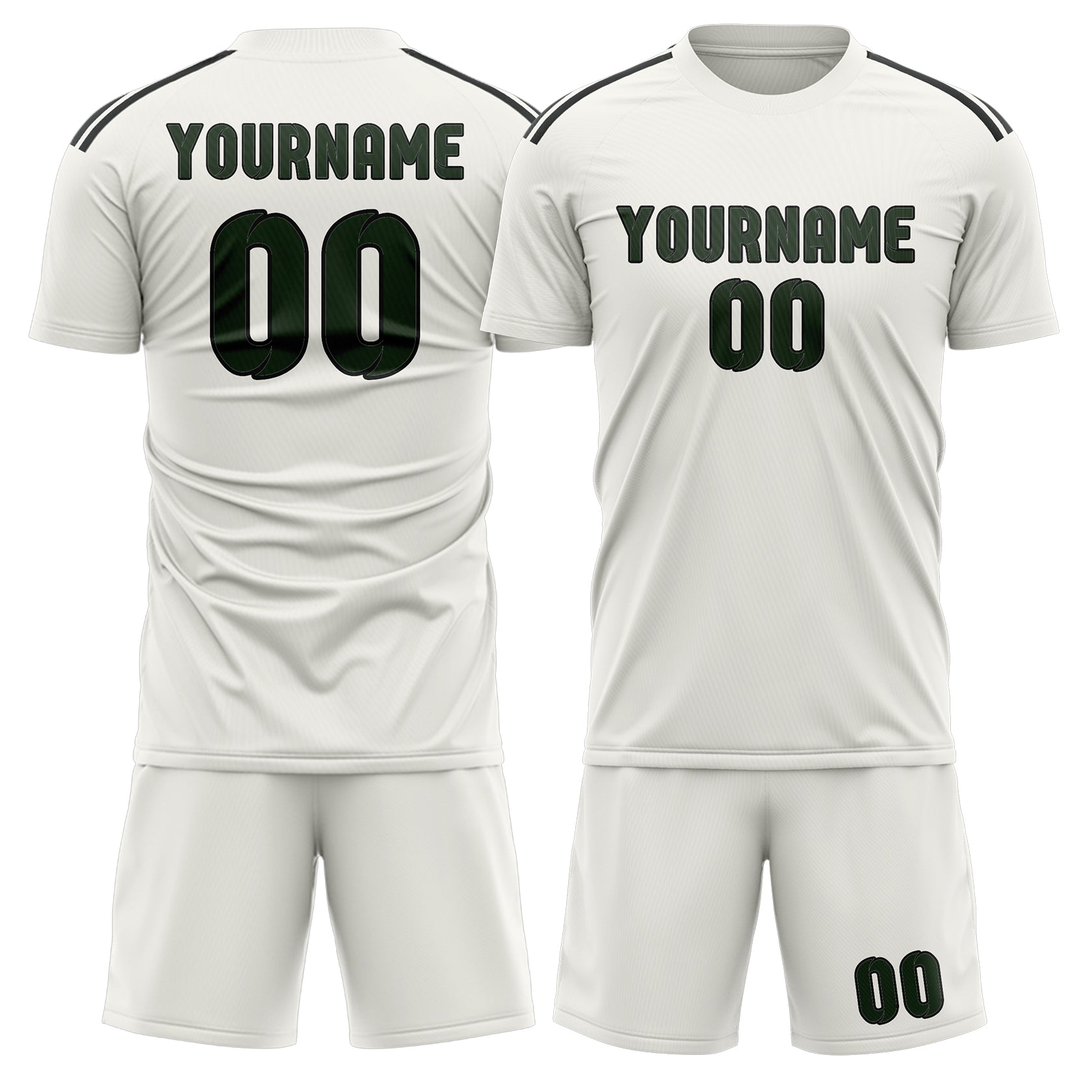 Maßgeschneidertes Professionelles Weiß Tannengrün Fußballtrikot-Set