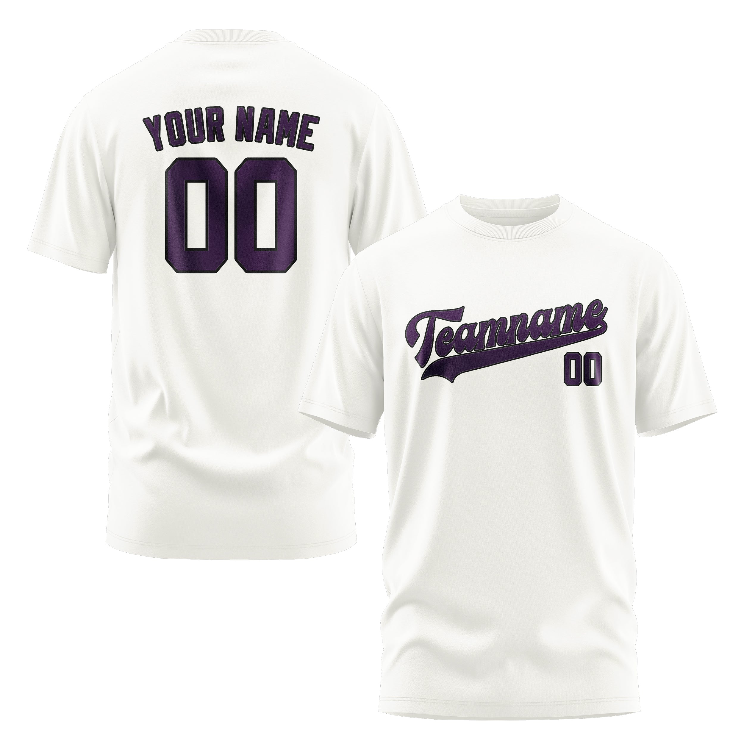 Maßgeschneidertes Weiß Lila T-Shirt