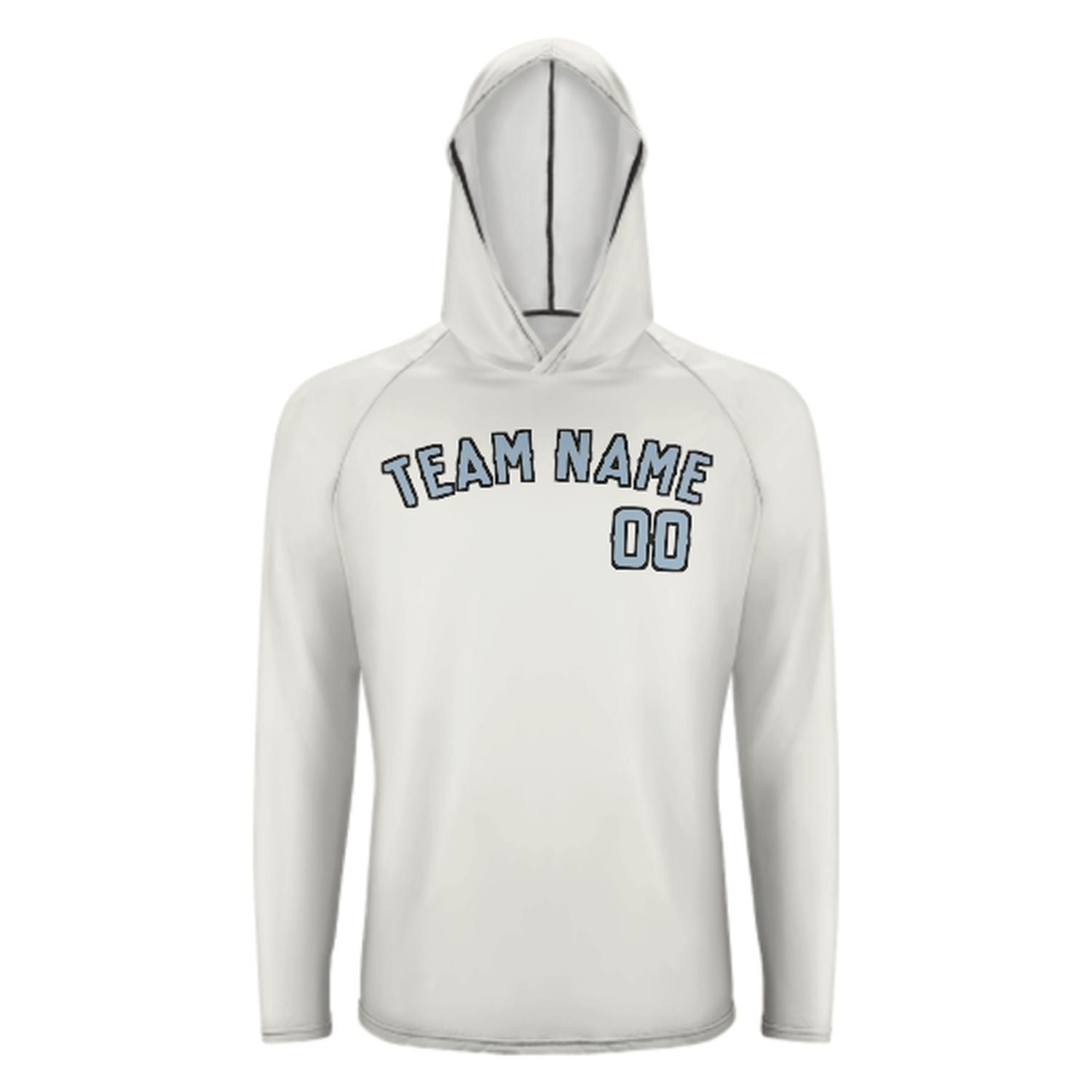 Maßgeschneidertes Weiß Hellblau UV-Hoodie