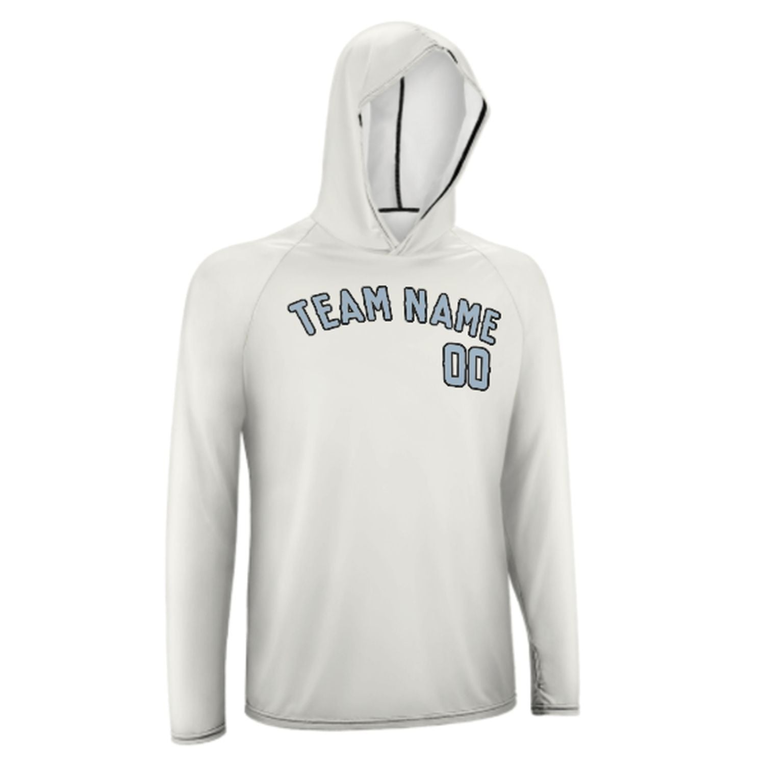 Maßgeschneidertes Weiß Hellblau UV-Hoodie