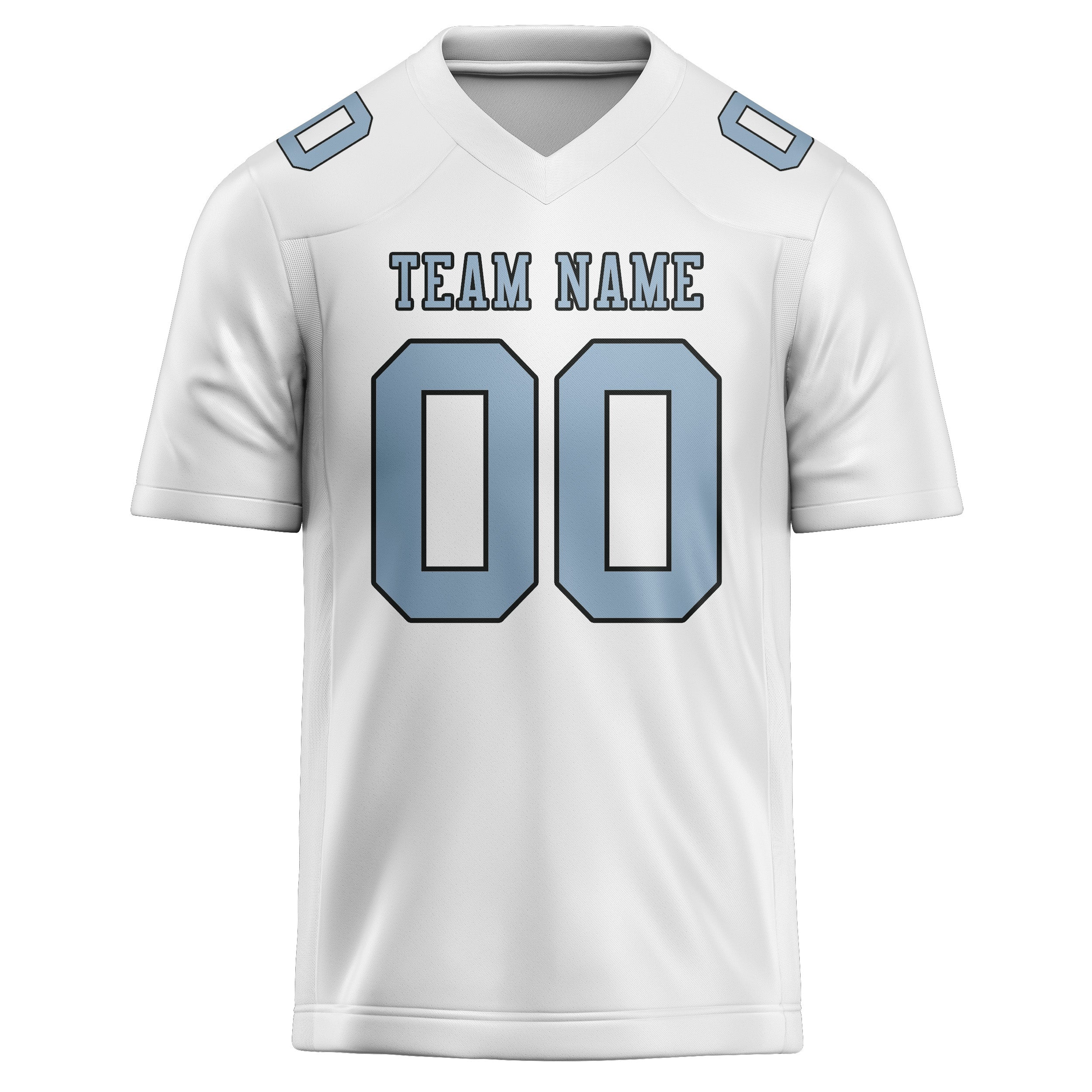 Maglia da rugby professionale personalizzata bianca e azzurra