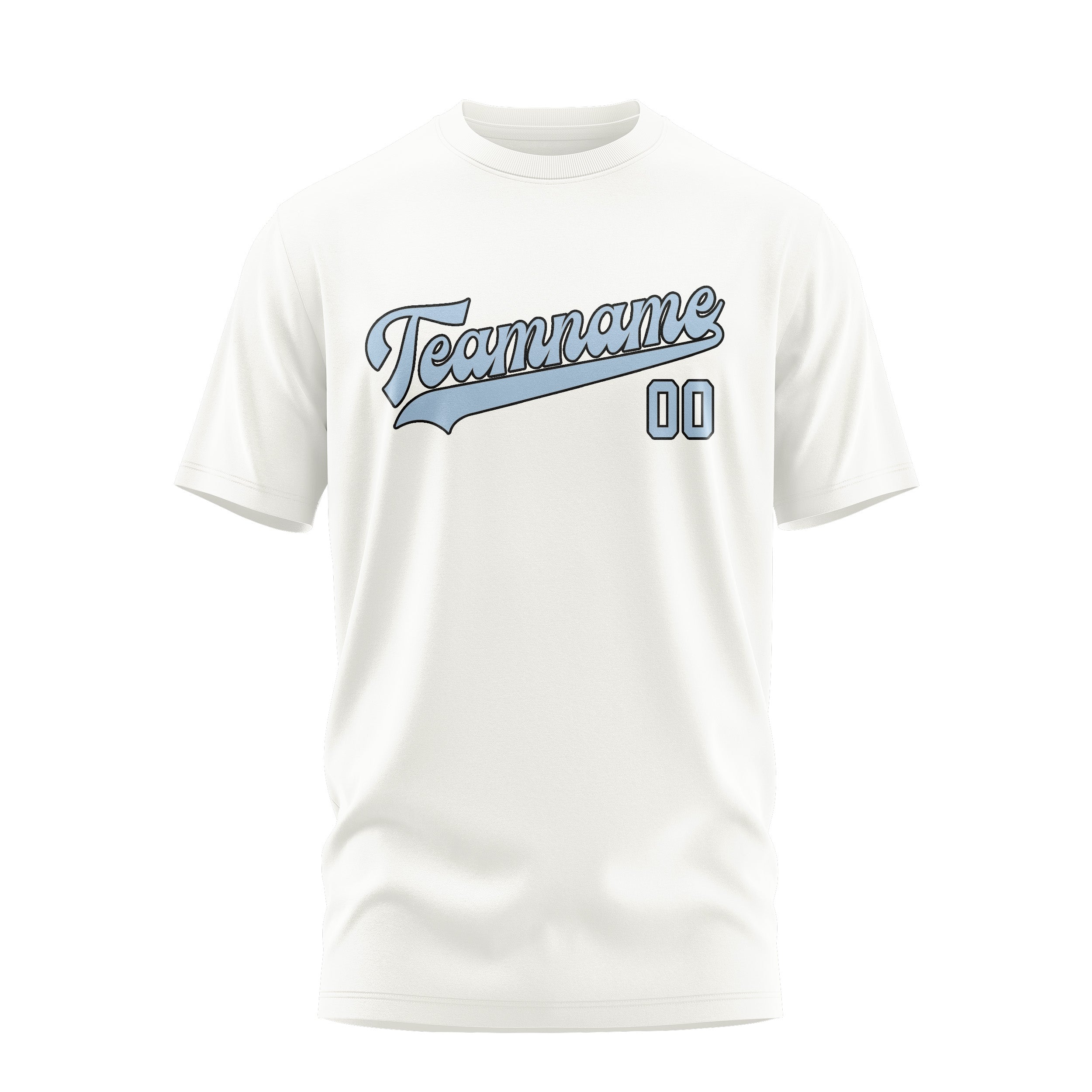 Maßgeschneidertes Weiß Hellblau T-Shirt