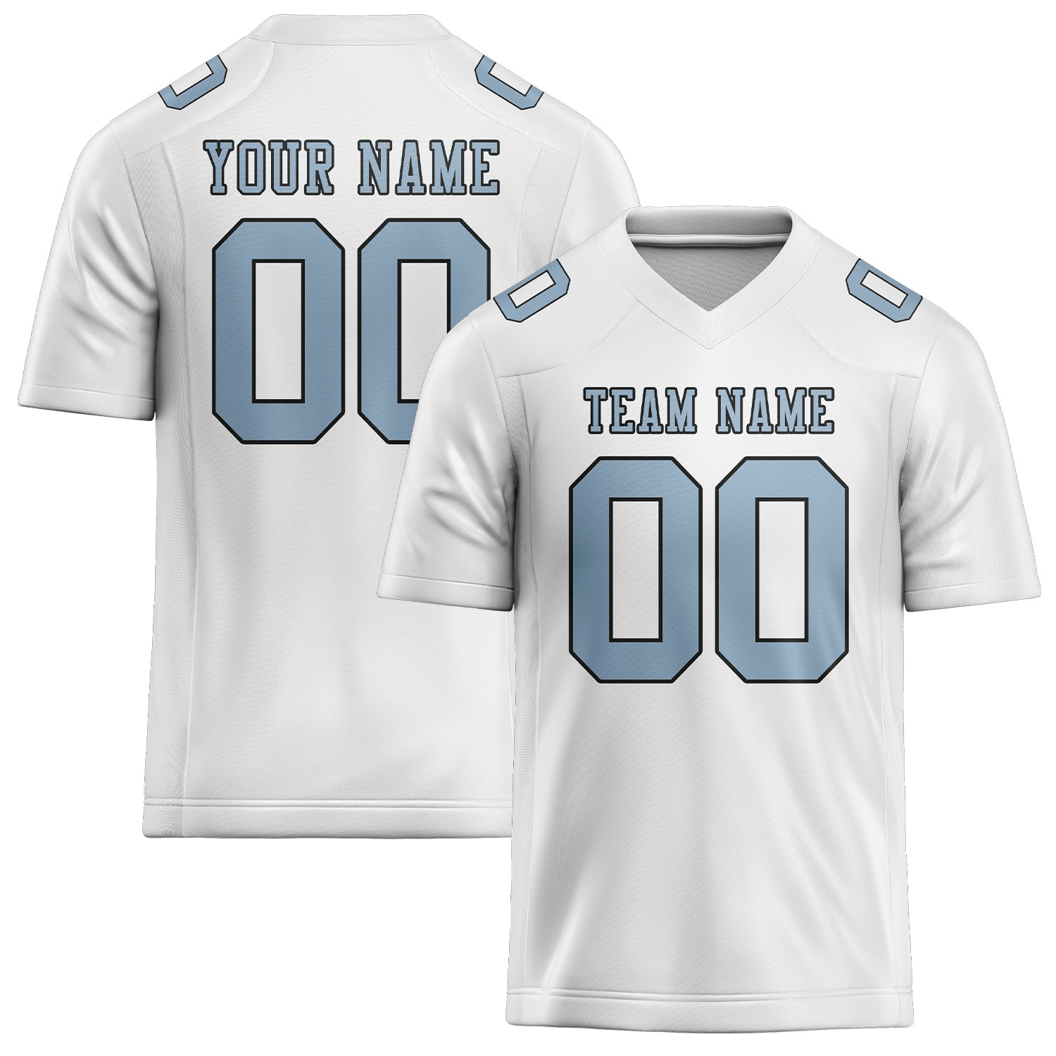 Maglia da rugby professionale personalizzata bianca e azzurra