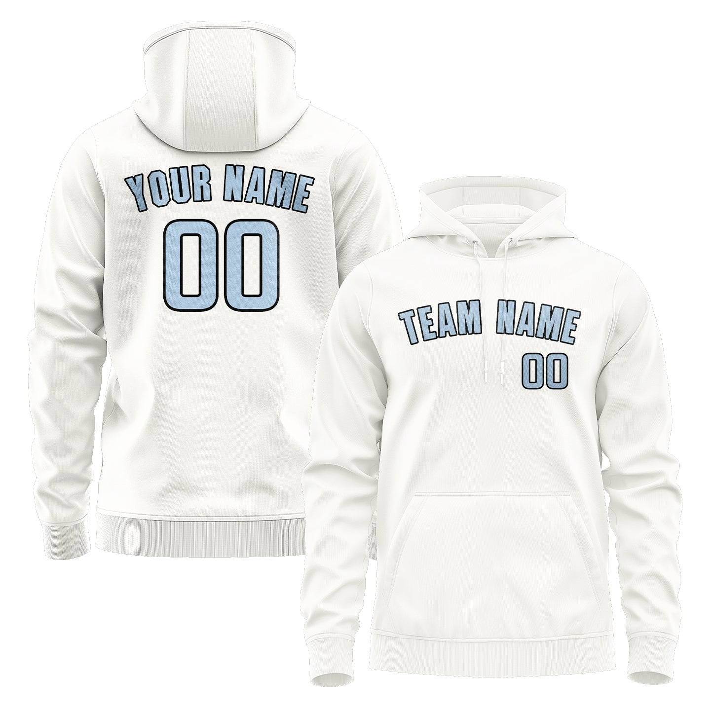 Maßgeschneidertes Weiß Hellblau Hoodie