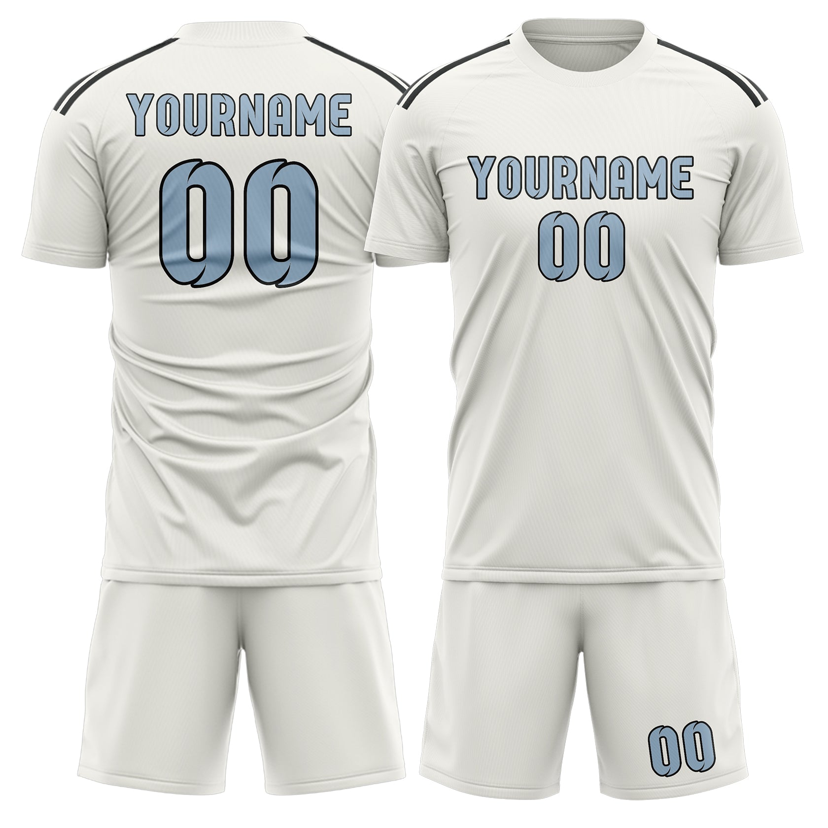 Maßgeschneidertes Professionelles Weiß Hellblau Fußballtrikot-Set