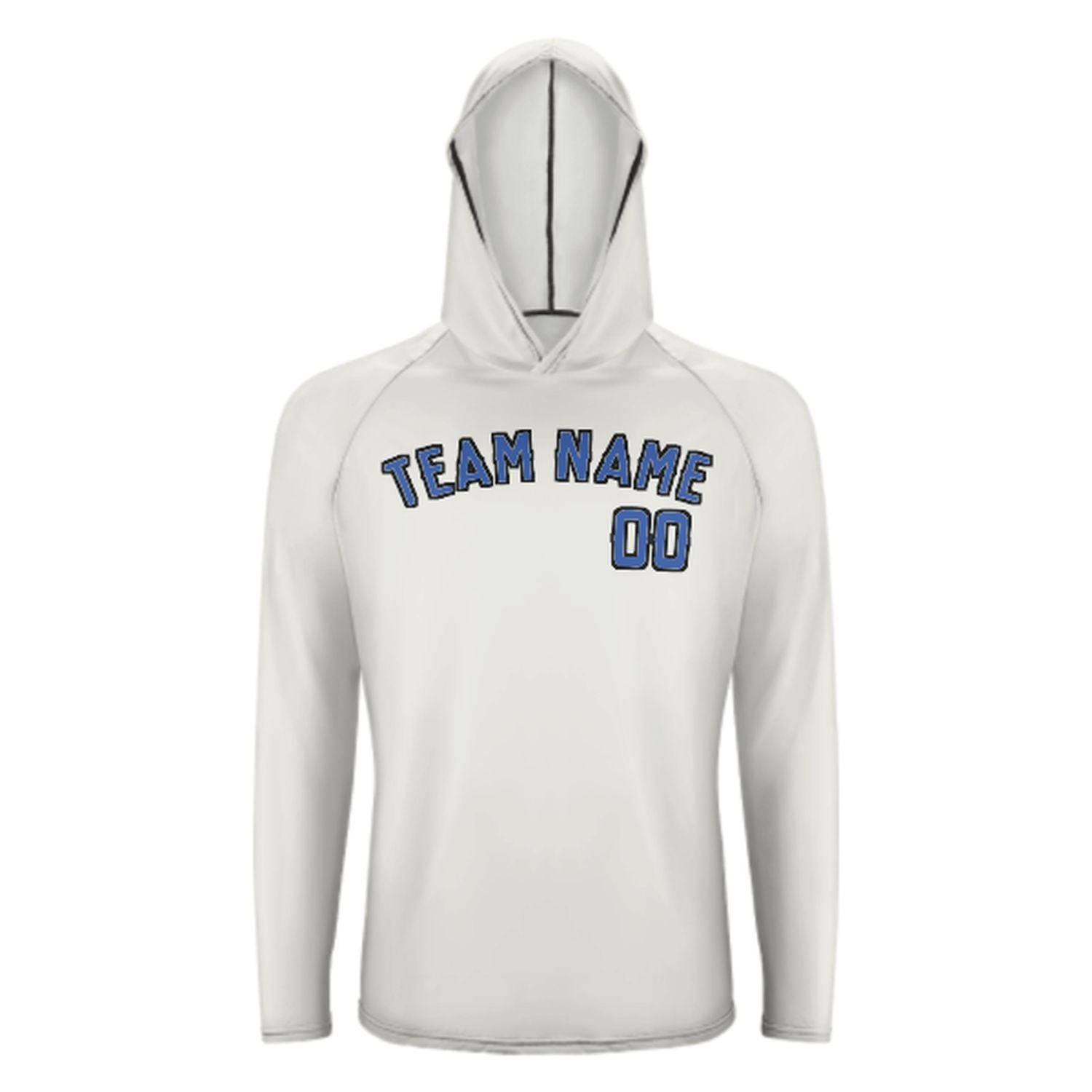 Maßgeschneidertes Weiß Himmelblau UV-Hoodie