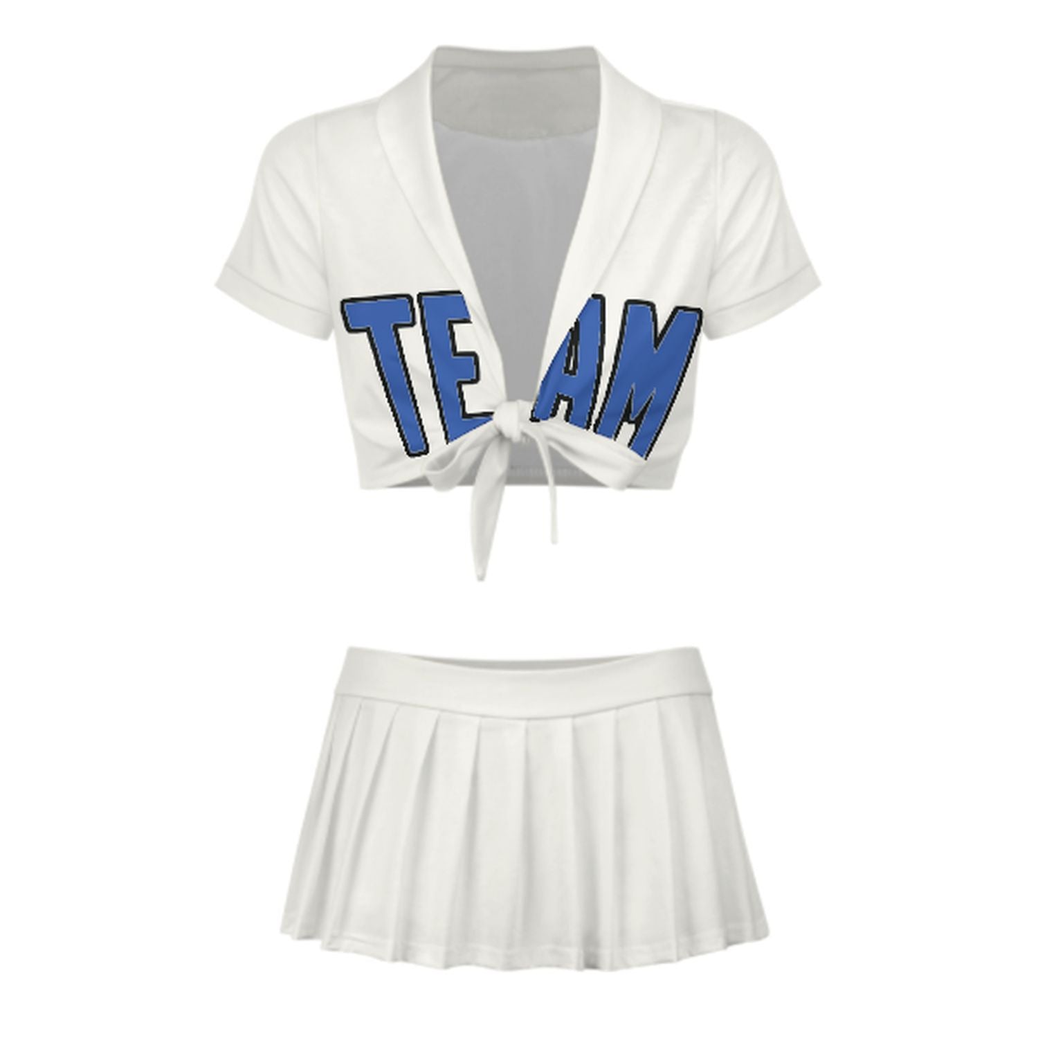 Maßgeschneidertes Weiß Himmelblau Cheerleader Outfit Set