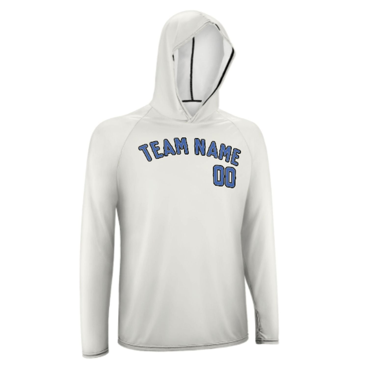 Maßgeschneidertes Weiß Himmelblau UV-Hoodie