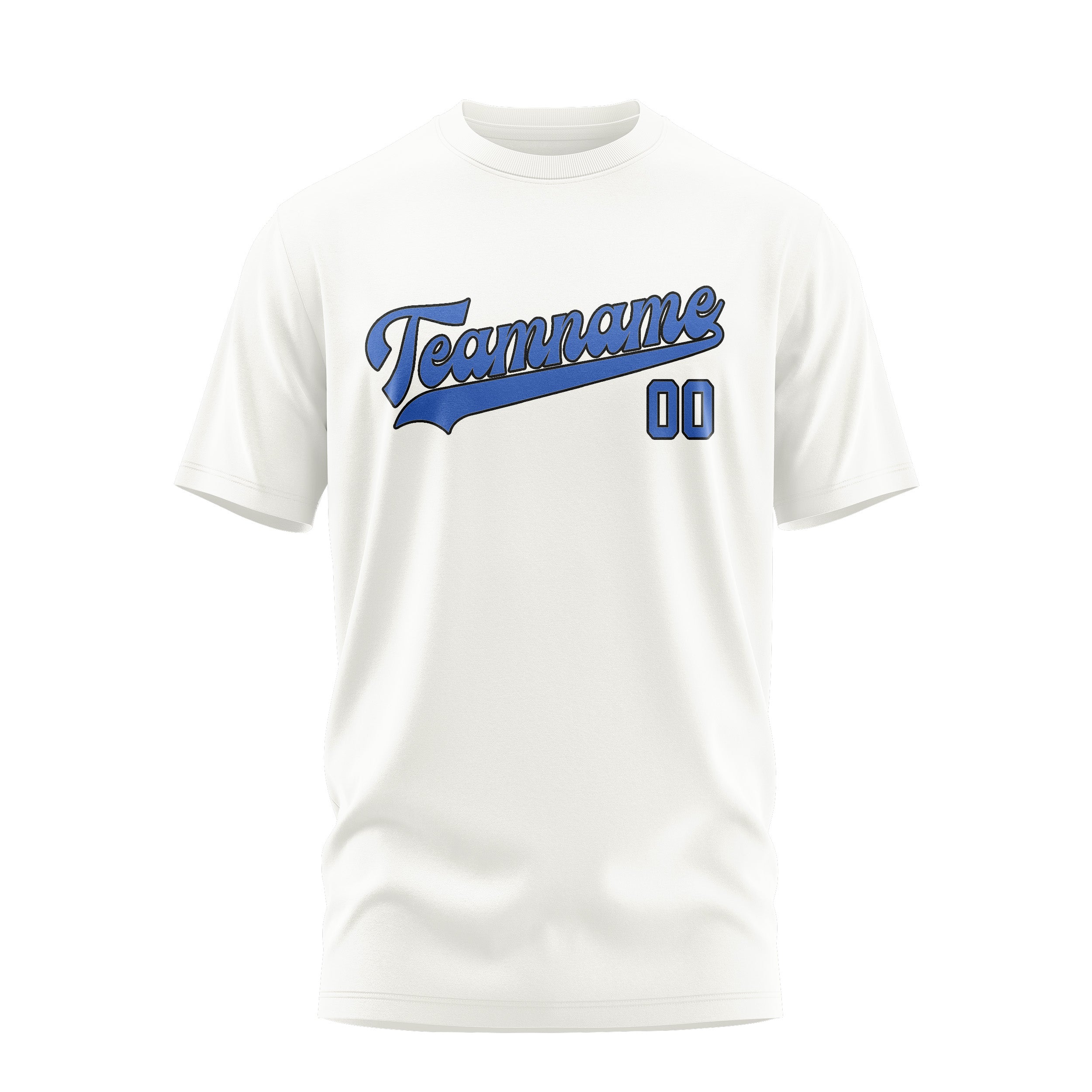 Maßgeschneidertes Weiß Himmelblau T-Shirt