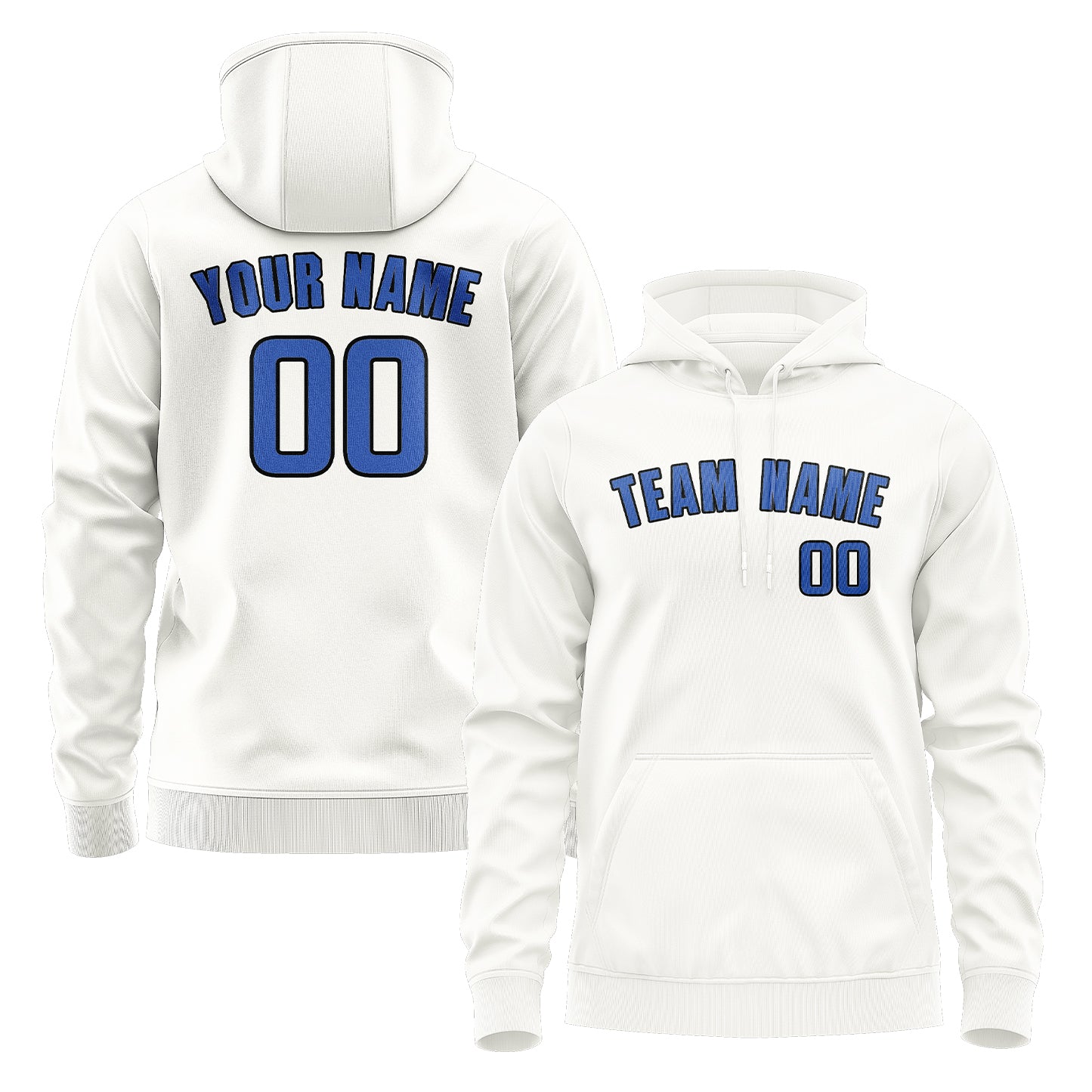 Maßgeschneidertes Weiß Himmelblau Hoodie