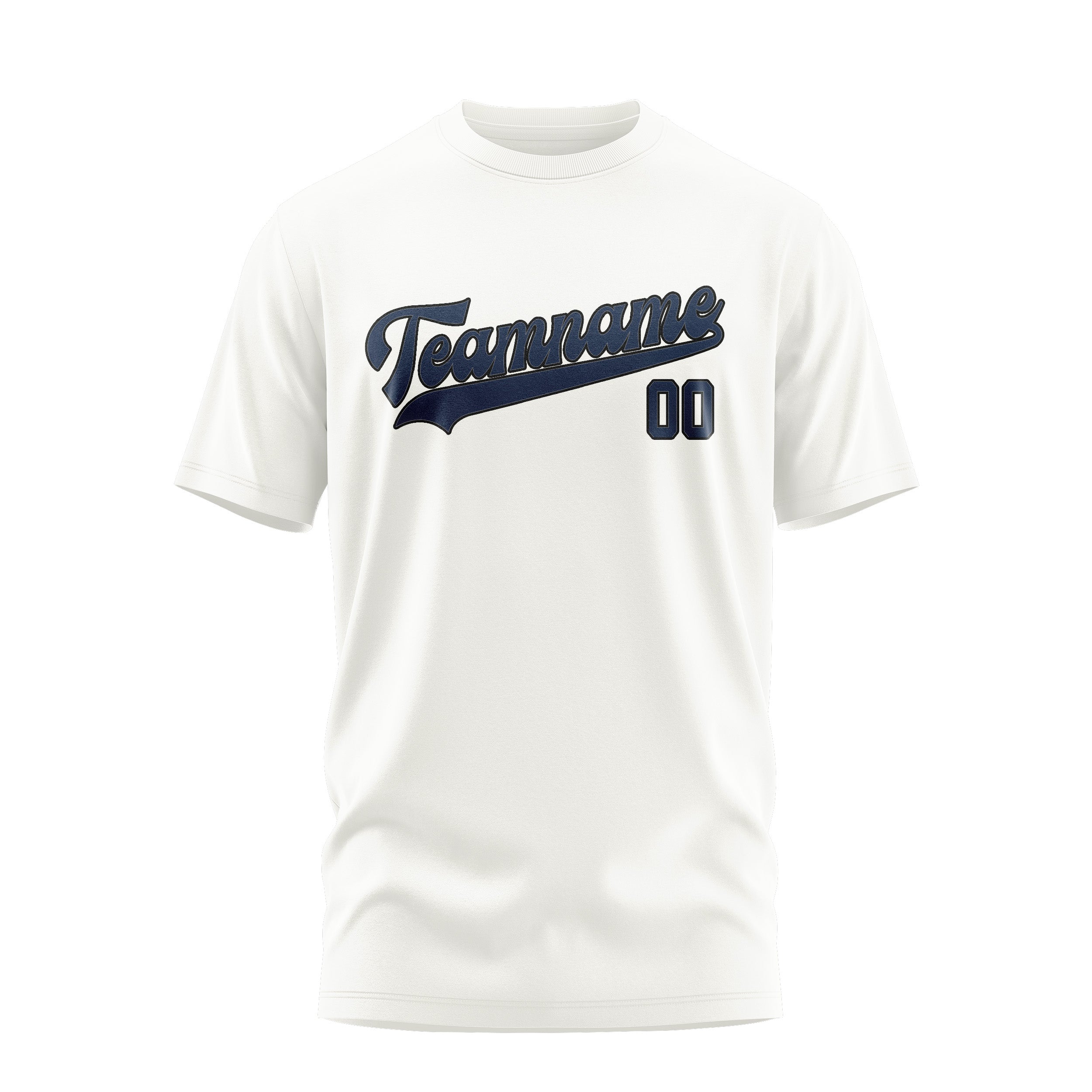 Maßgeschneidertes Weiß Marineblau T-Shirt