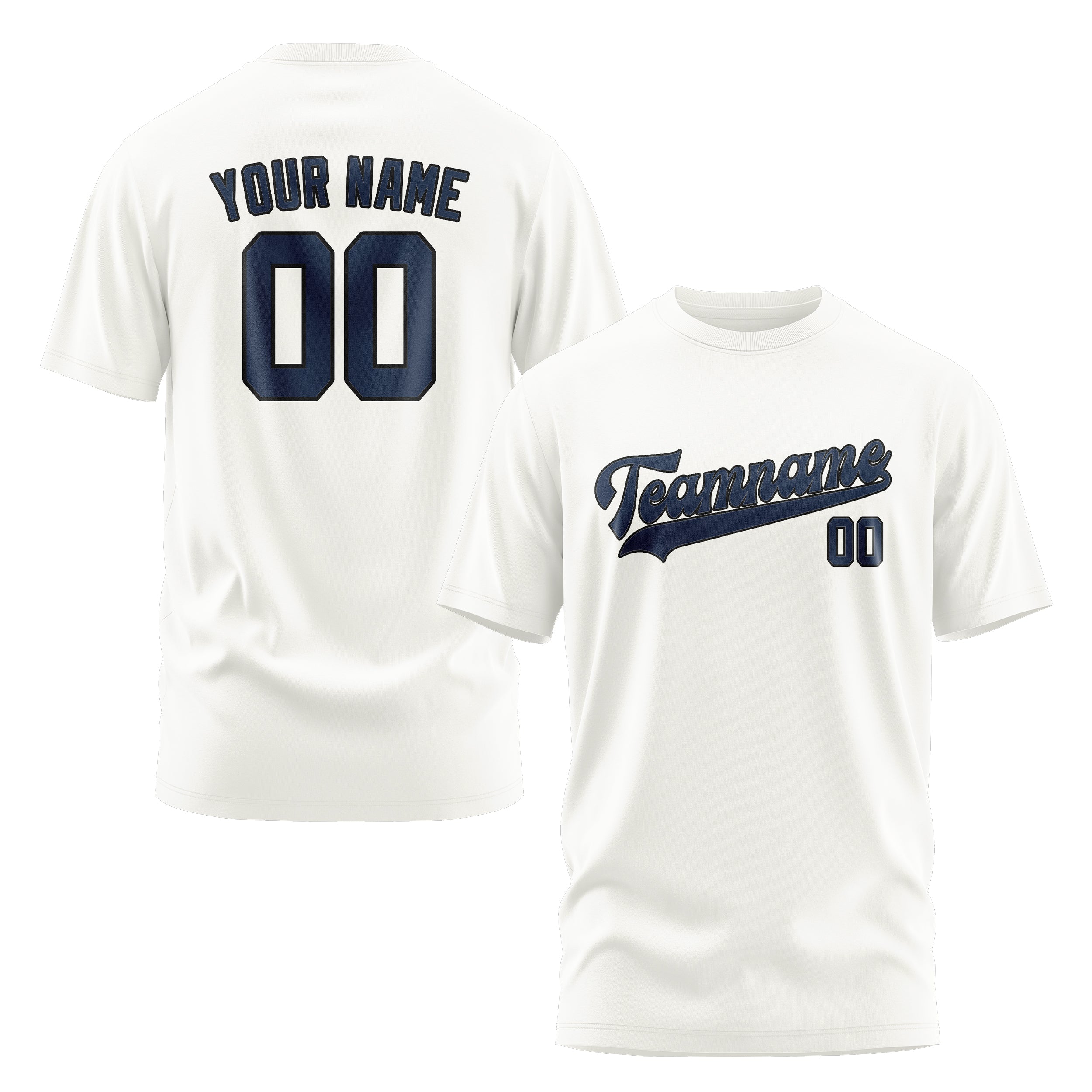 Maßgeschneidertes Weiß Marineblau T-Shirt