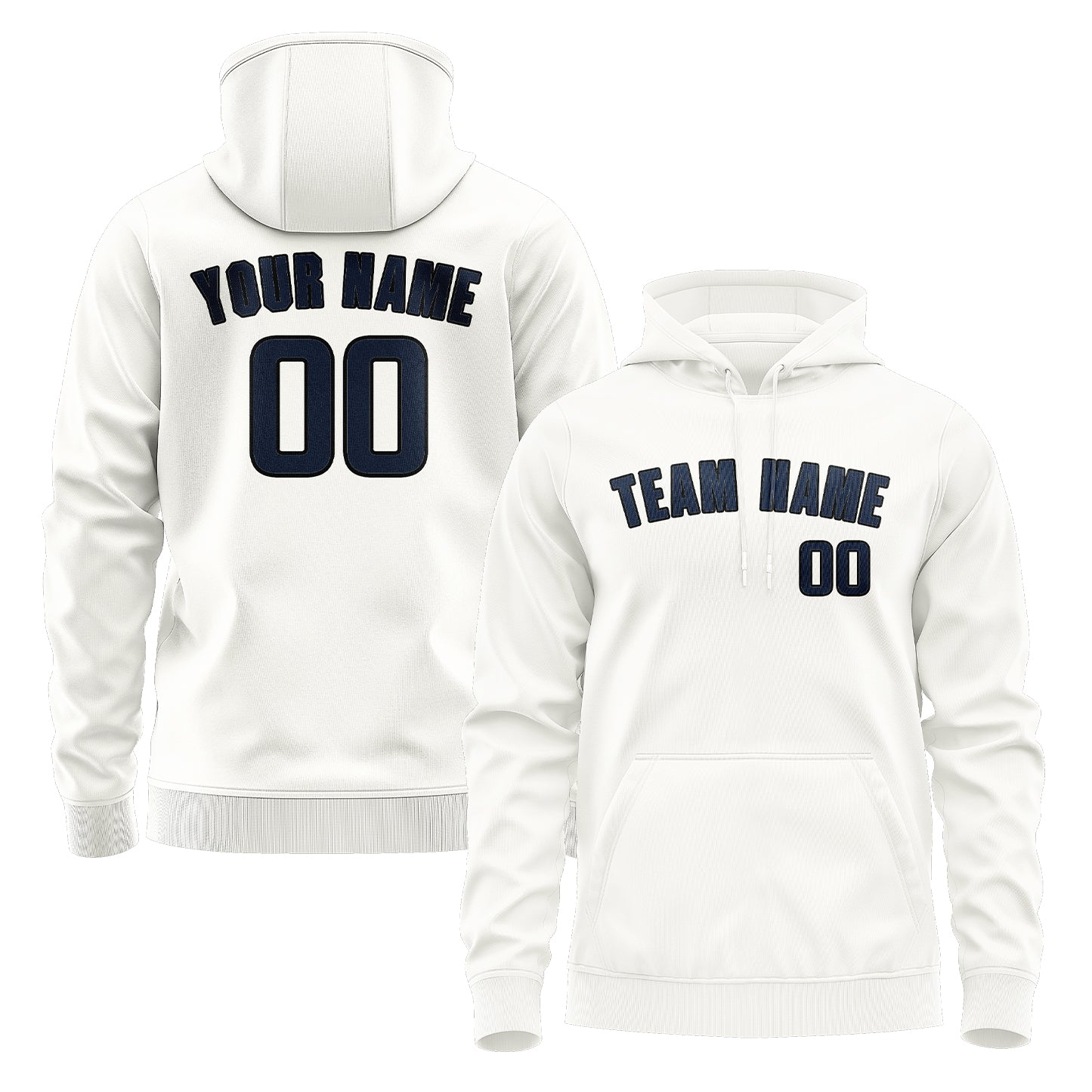 Maßgeschneidertes Weiß Marineblau Hoodie