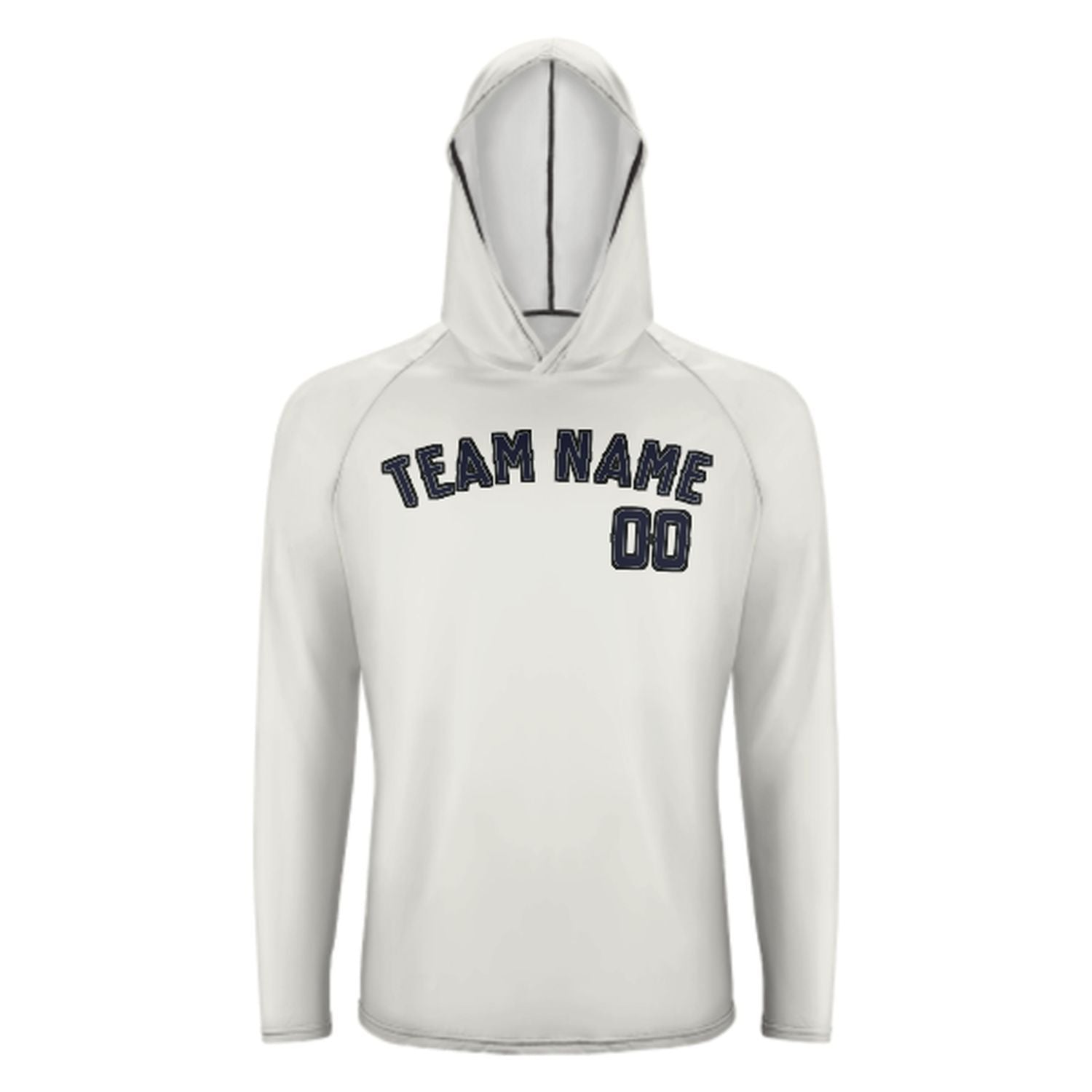 Maßgeschneidertes Weiß Stahlblau UV-Hoodie