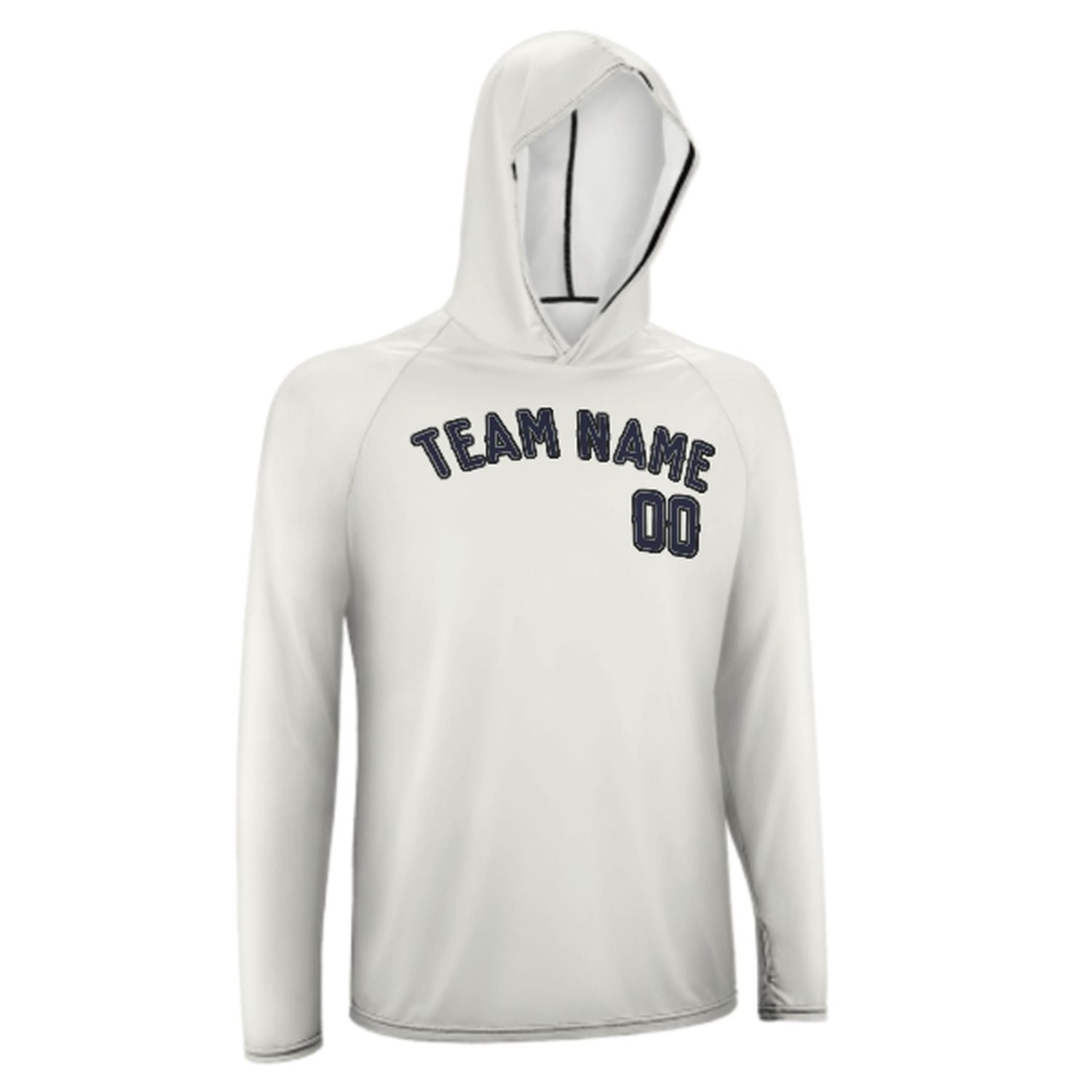 Maßgeschneidertes Weiß Stahlblau UV-Hoodie
