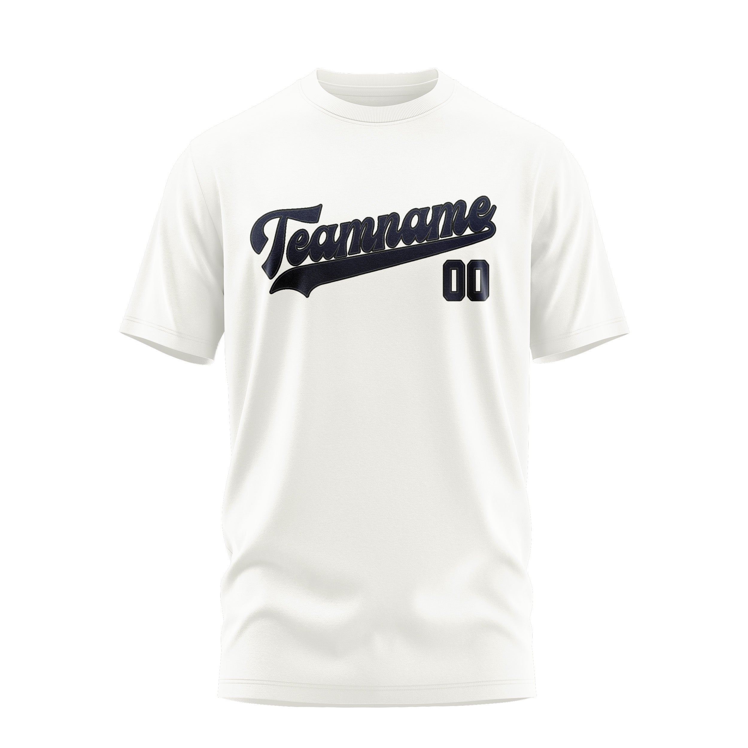 Maßgeschneidertes Weiß Stahlblau T-Shirt