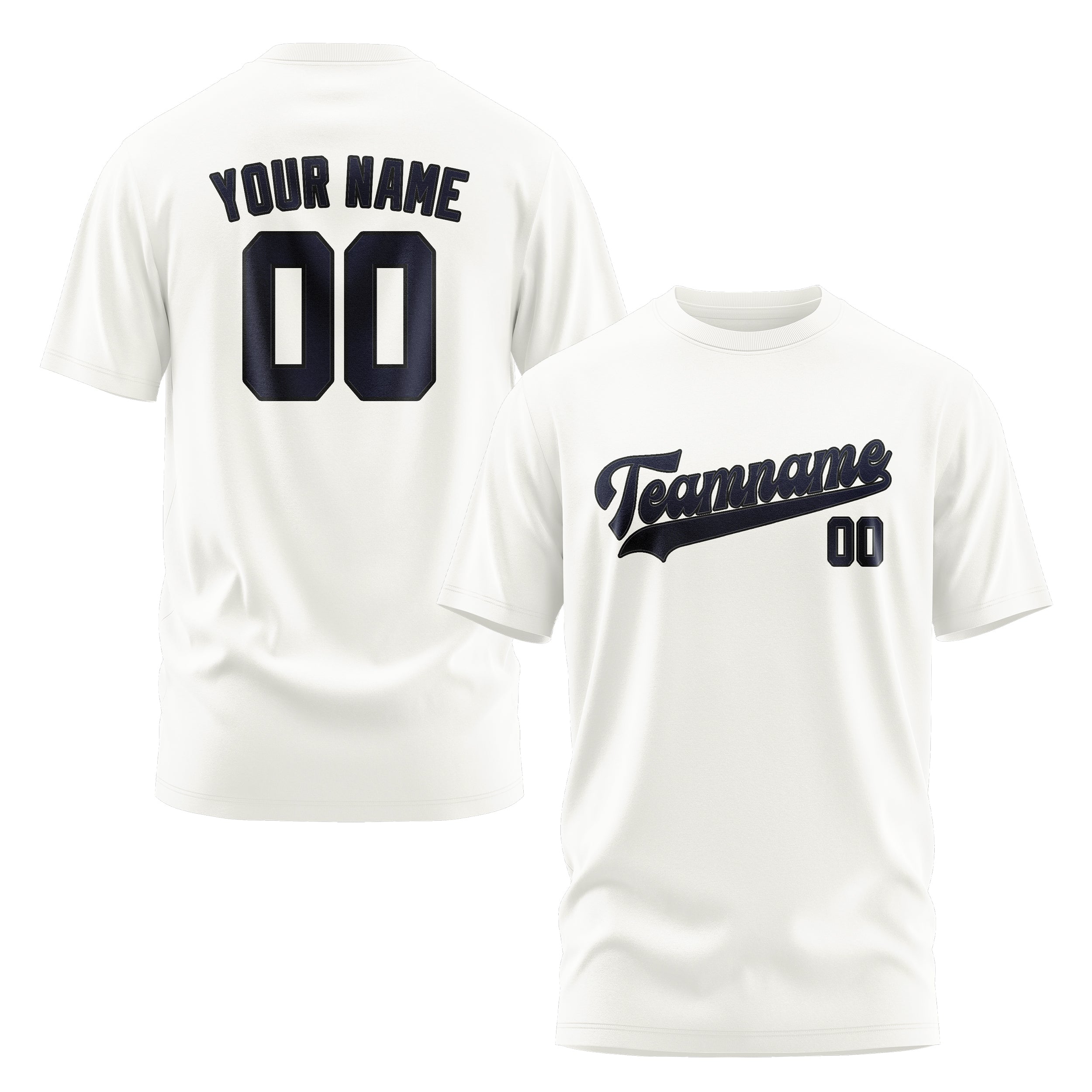 Maßgeschneidertes Weiß Stahlblau T-Shirt