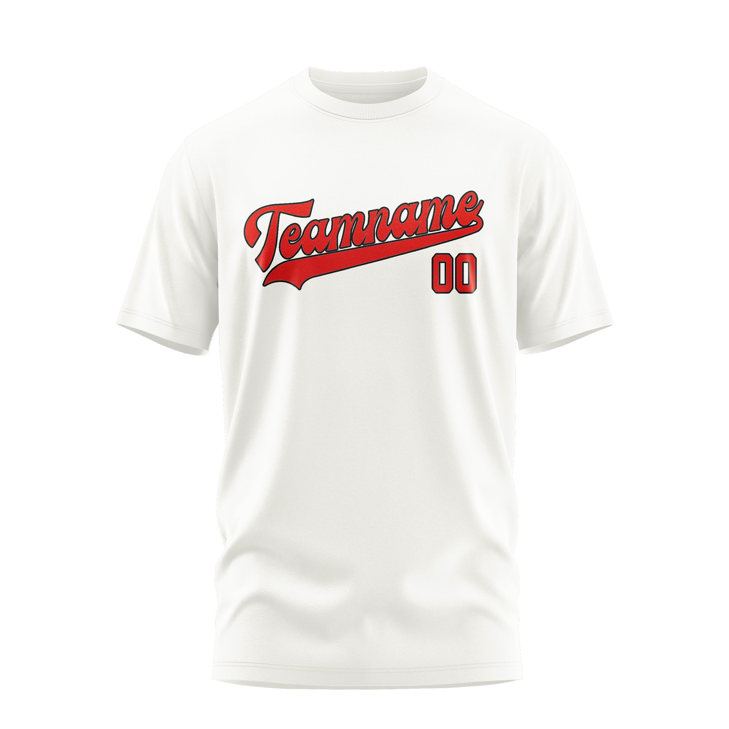 Maßgeschneidertes Weiß Orangerot T-Shirt