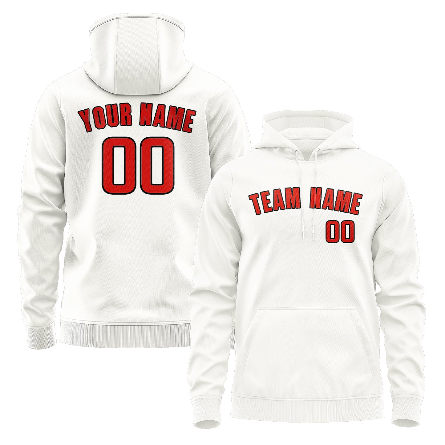 Maßgeschneidertes Weiß Orangerot Hoodie