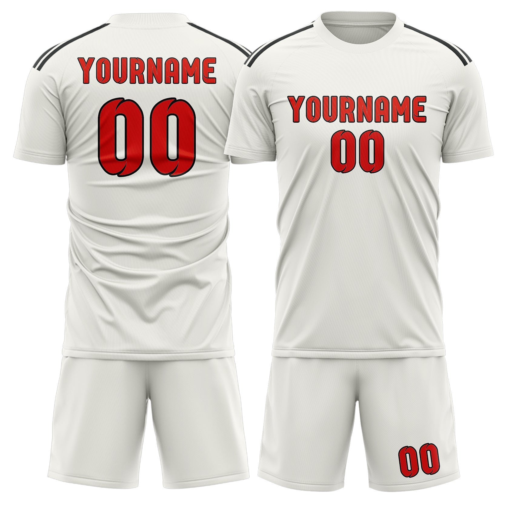 Maßgeschneidertes Professionelles Weiß Orangerot Fußballtrikot-Set