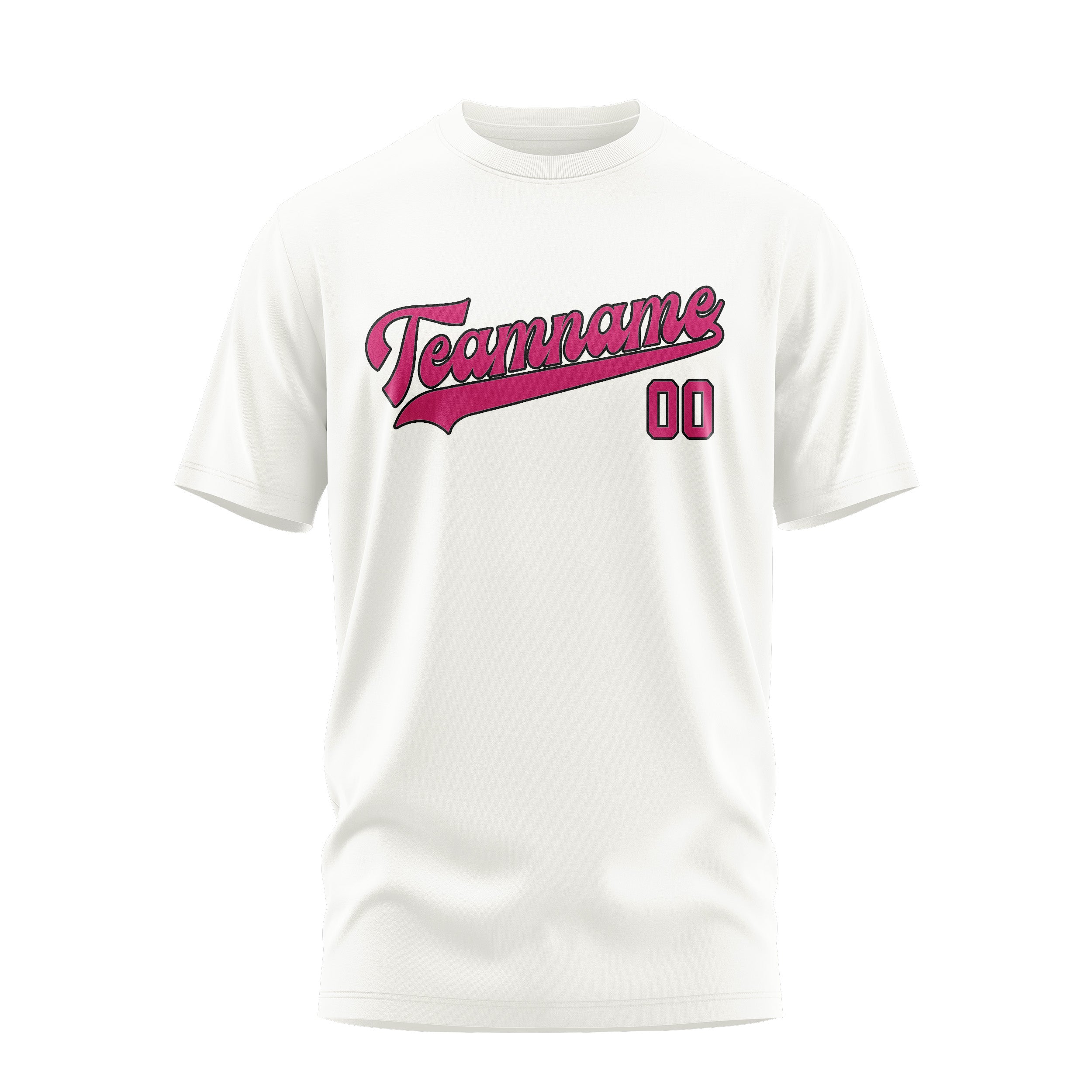 Maßgeschneidertes Weiß Rosarot T-Shirt