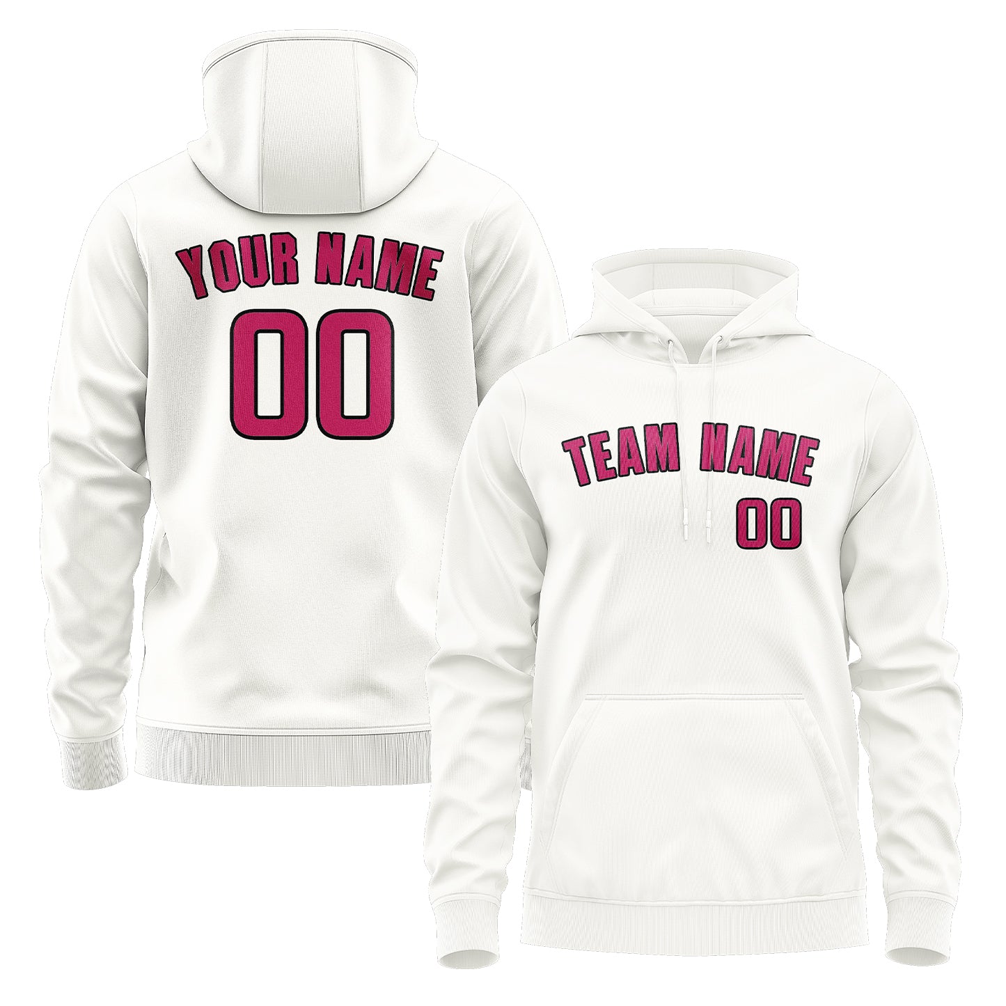Maßgeschneidertes Weiß Rosarot Hoodie